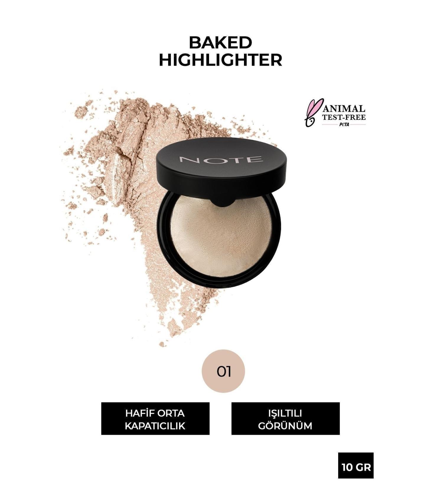 Note Cosmetics Baked Highlighter Shimmering Baked Powder Highlighter - 01 Moonlight - Buy Online on GoSupps.com
