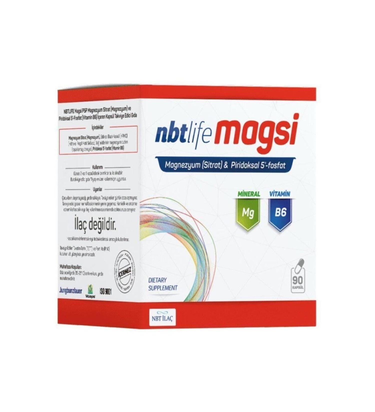 Nbt la Nbt Life Magsi Magnesium P5p Vitamin B6 90 Capsules | Magnesium Citrate