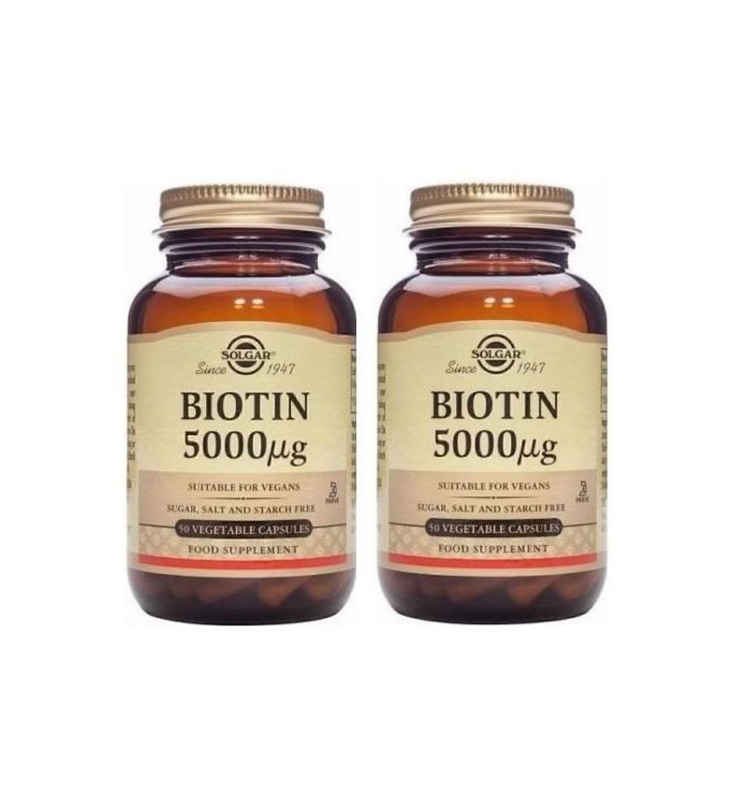 Solgar Biotin 5000 Mcg 50 Capsules 2 Pieces