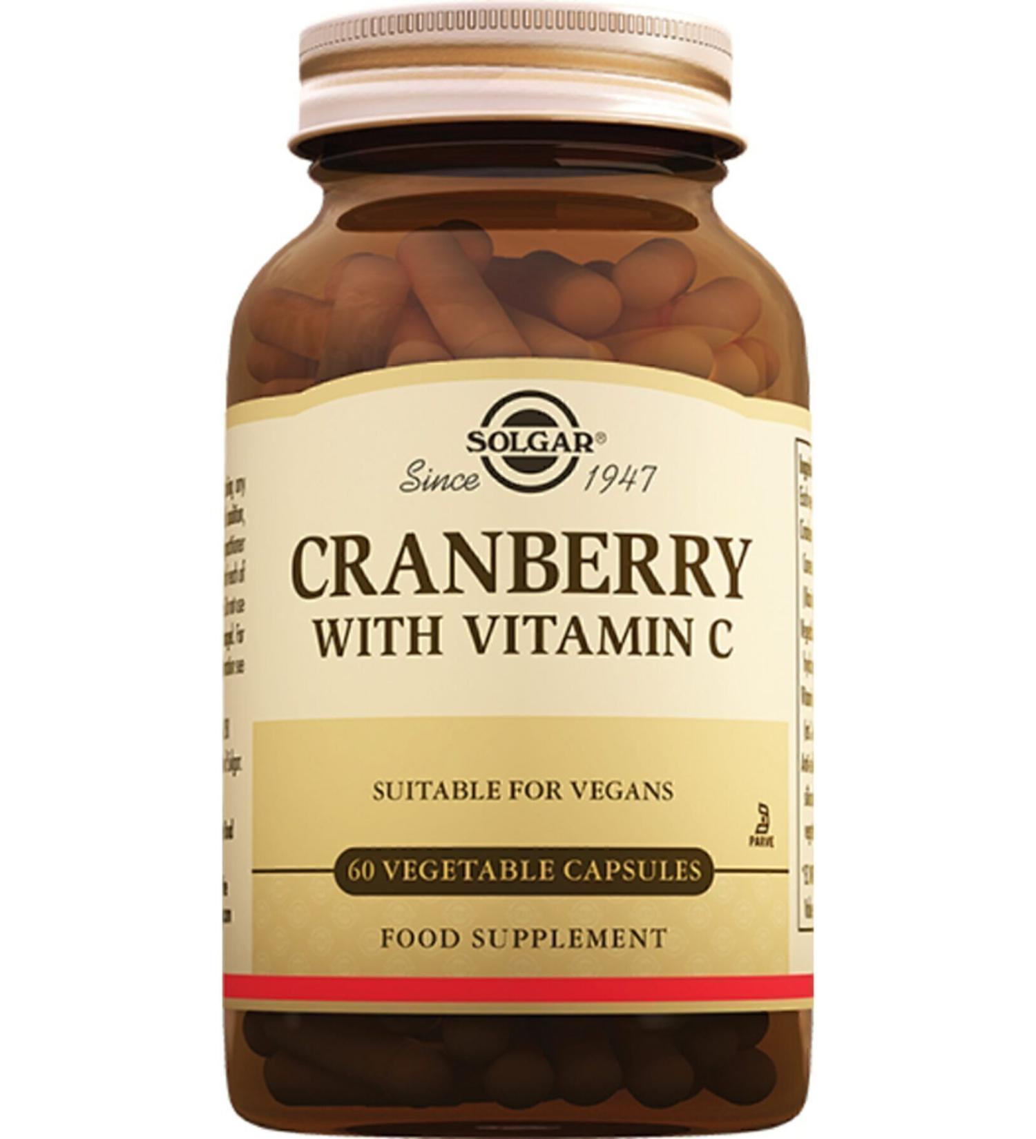 Solgar Cranberry Extract Vitamin C 60 Capsules (CRANBERRY) Skt:08-2024