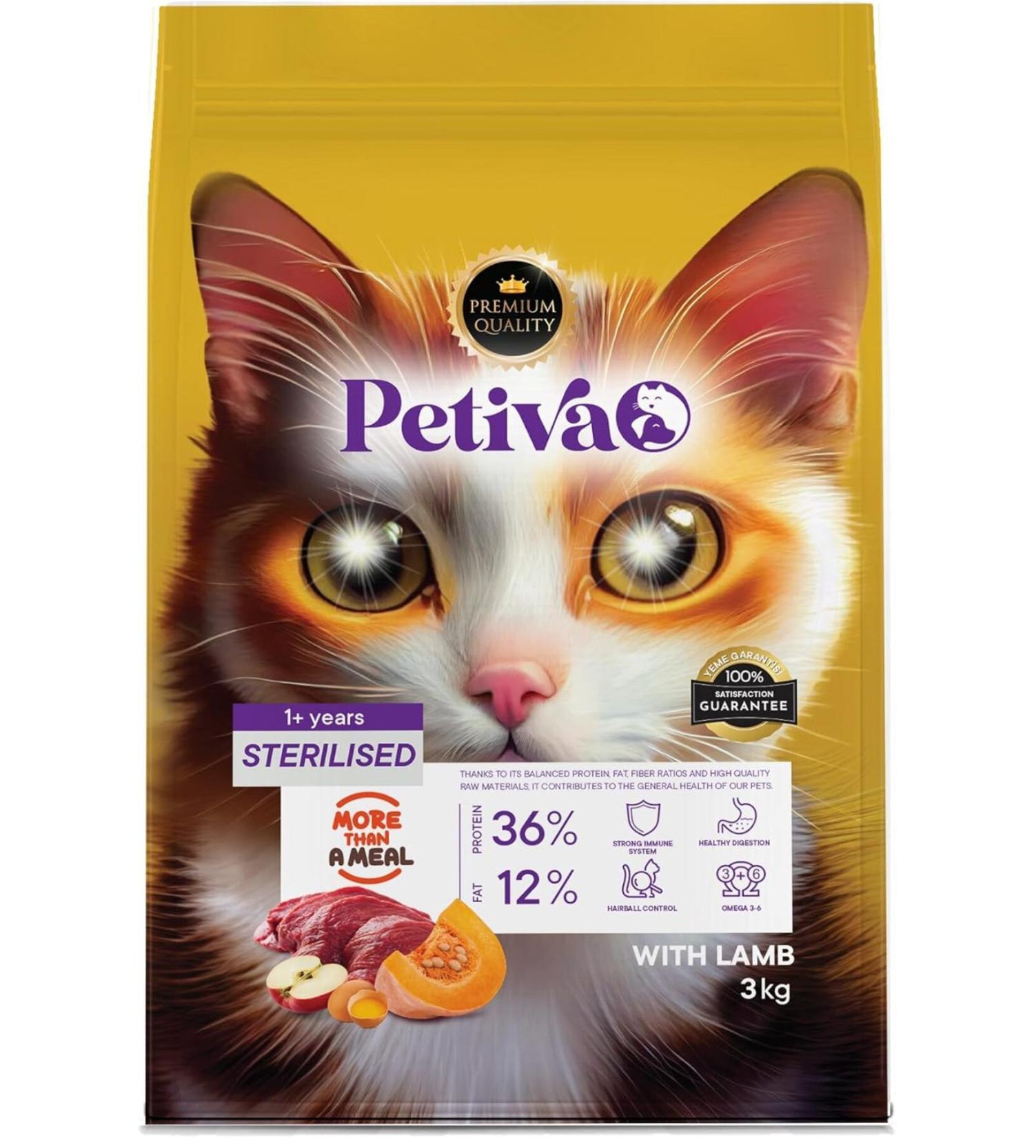 Petiva Lamb Meat Dry Cat Food for Sterilized Adult Cats (3 KG LAMB) - Buy Online on GoSupps.com