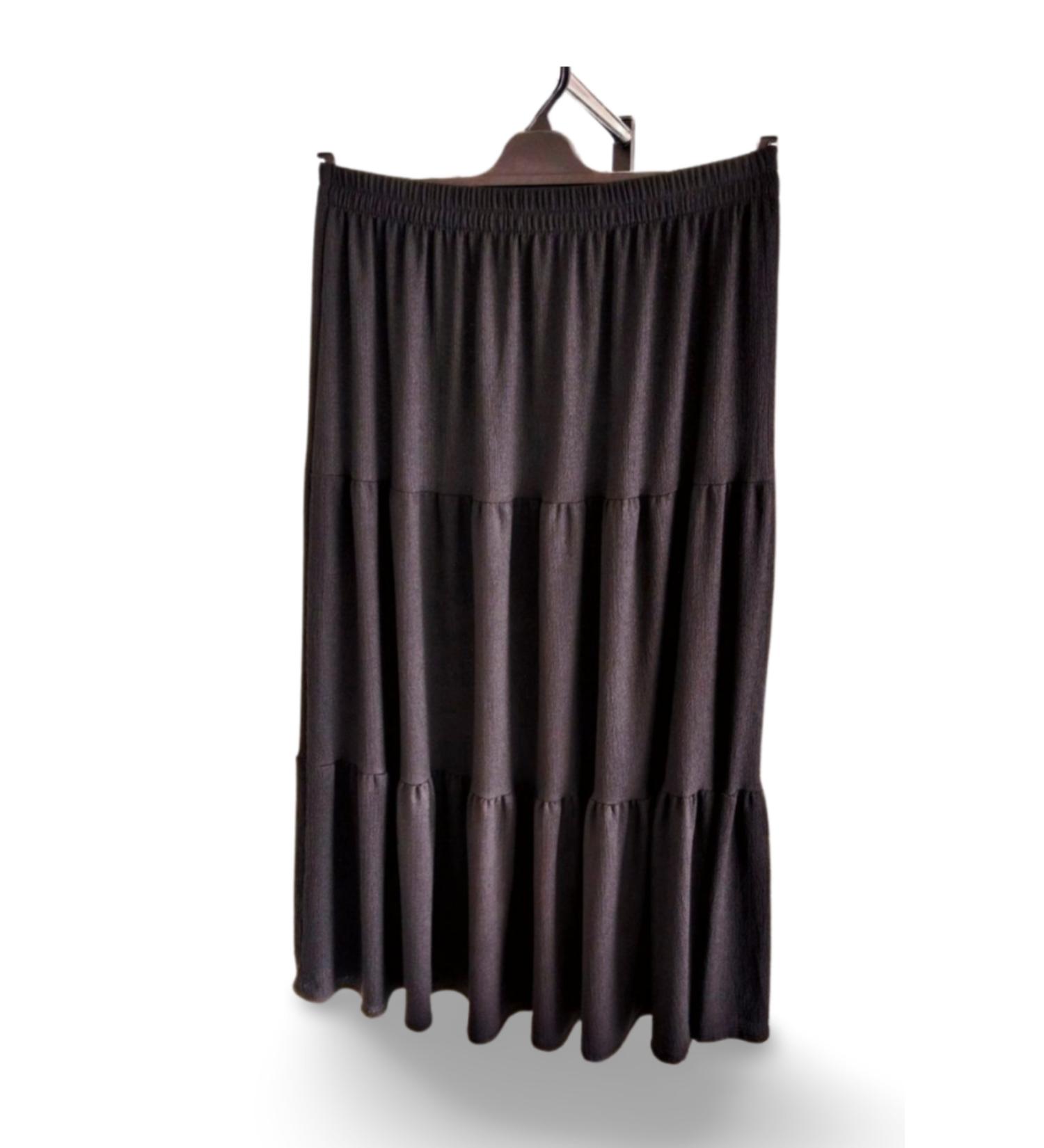 Skygo Elastic Waist Plaid Fabric Skirt Mother Skirt Long Prayer Skirt Black 44-52 size