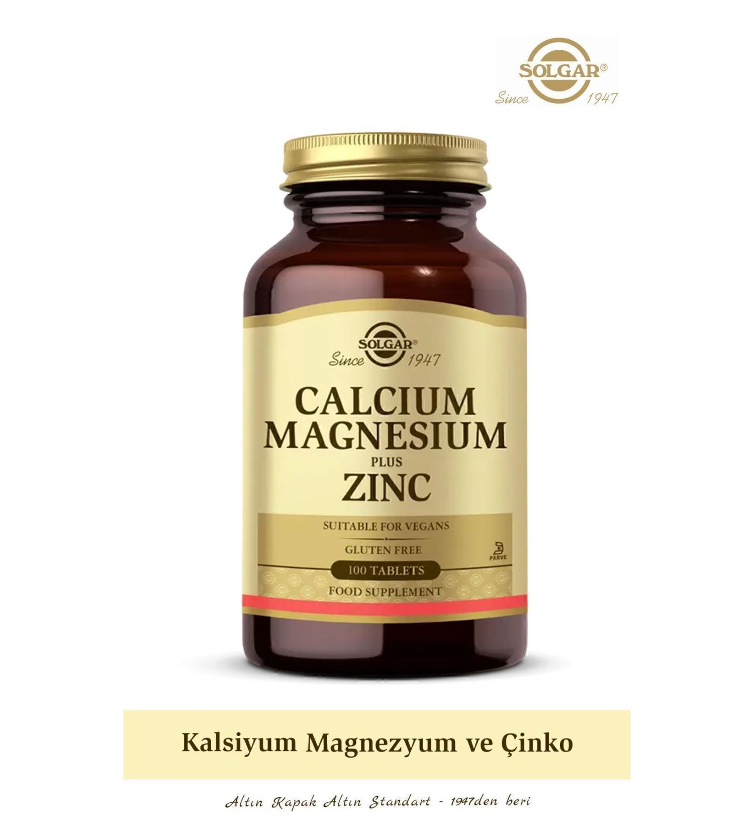 Solgar Calcium Magnesium Plus Zinc 100 Tablets (Calcium Magnesium Magnesium Plas Zinc) - Buy Online on GoSupps.com