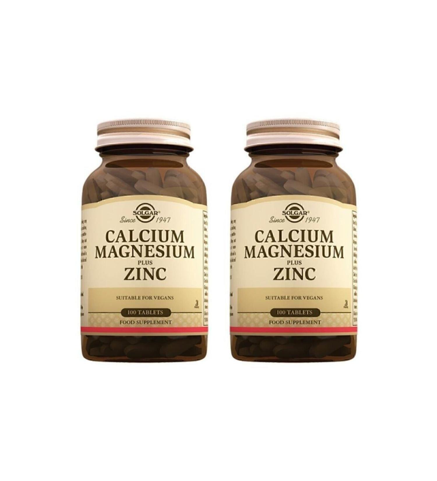 Solgar Calcium Magnesium Plus Zinc 100 Tablets 2 Pieces
