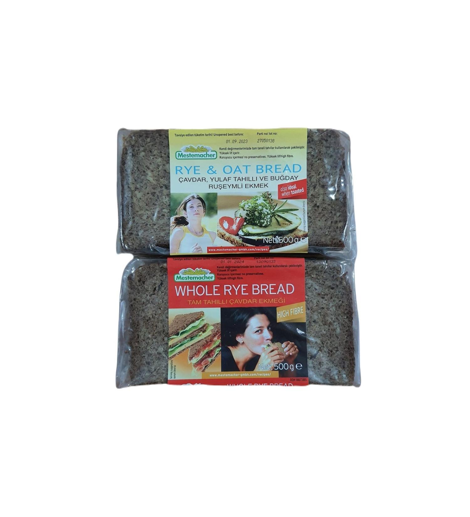 Mestemacher 2-Piece German Bread Set - Oatmeal Rye & Wheat Germ Whole Grain and Whole Grain Rye Bread - Buy Online on GoSupps.com