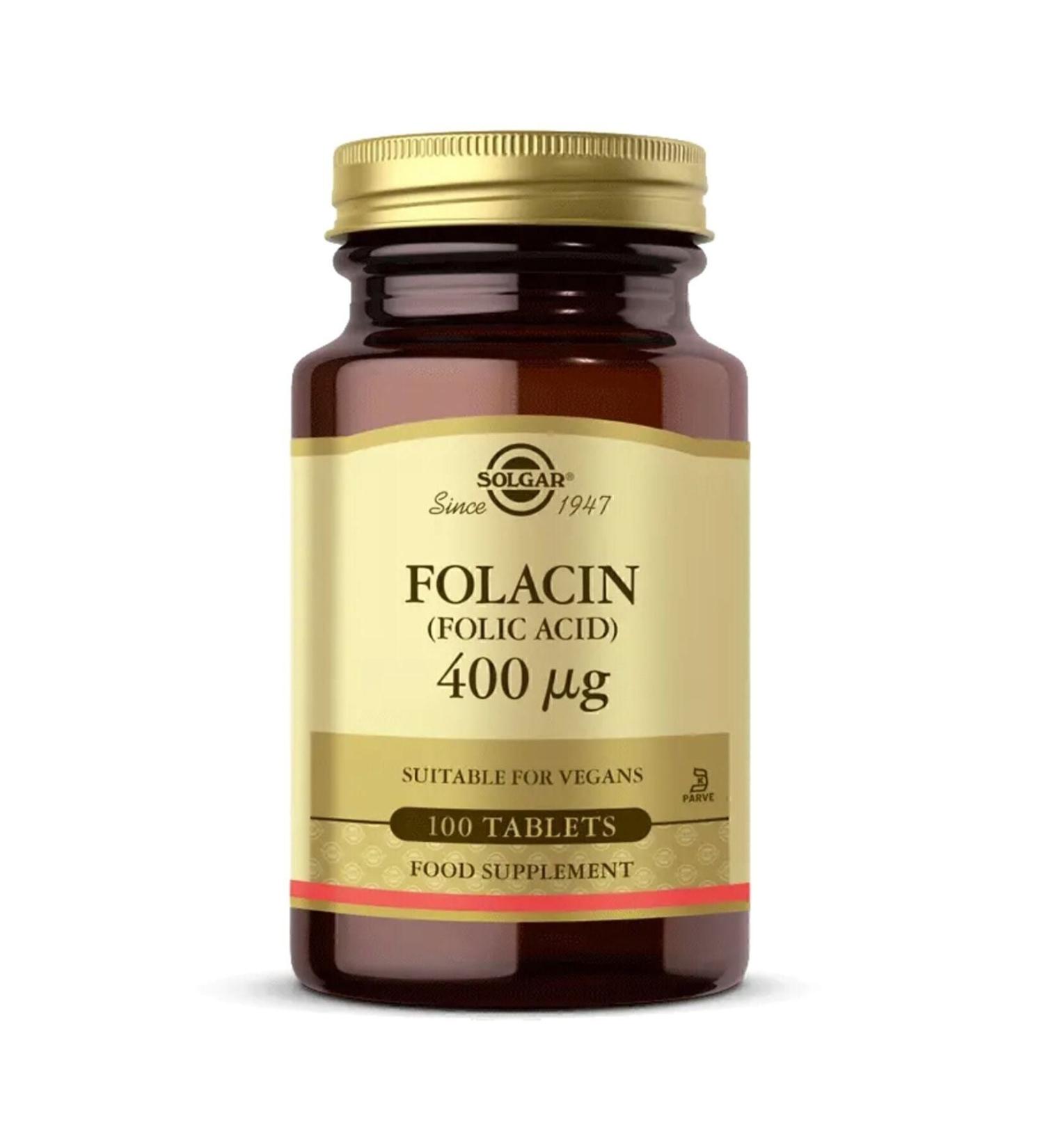 Solgar Folic Acid (folacin) 400 Mcg 100 Tablets - Buy Online on GoSupps.com