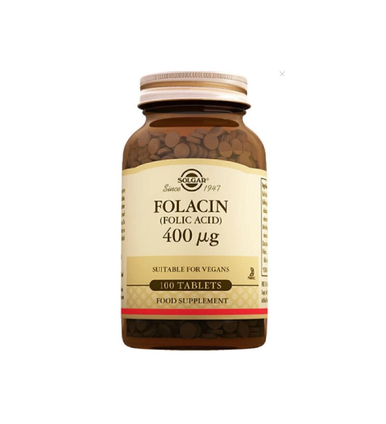 Solgar Folic Acid (folacin) 400 Mcg 100 Tablets (folic Acid) Skt:07-2024 - Buy Online on GoSupps.com