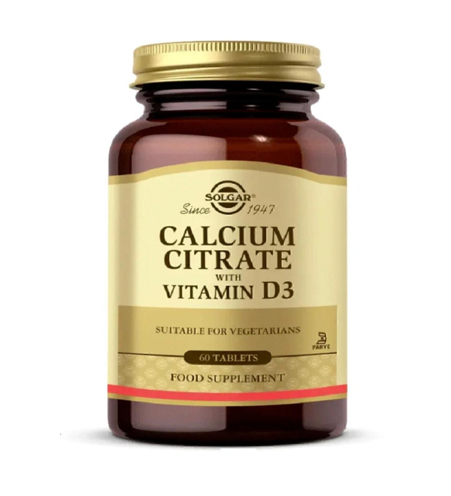 Solgar Calcium Citrate Vitamin D3 60 Tablets (CALCIUM CITRATE) - Buy Online on GoSupps.com