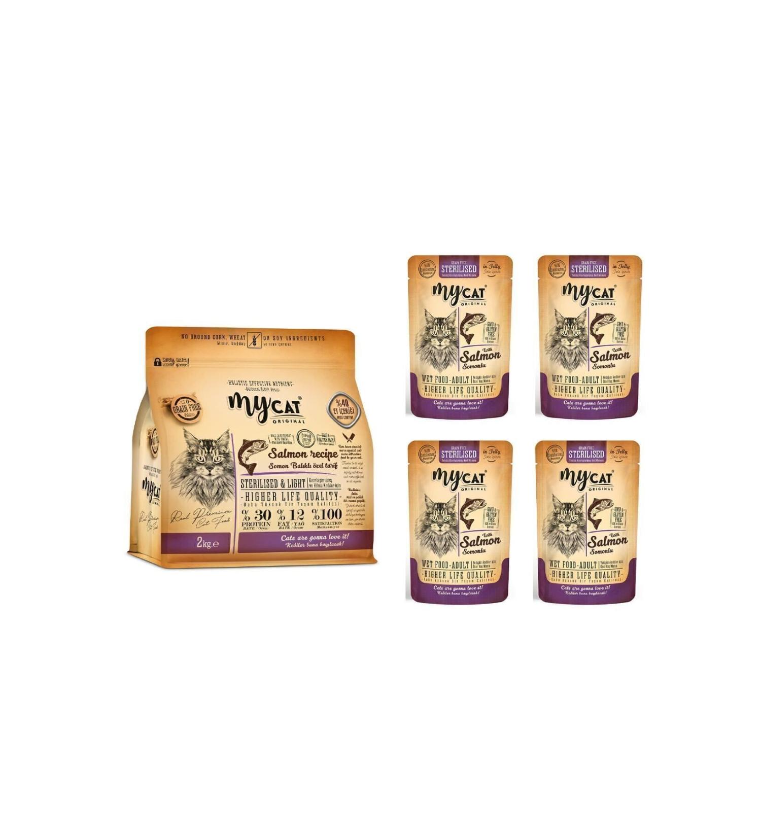 My Cat Mycat p Grain-Free Salmon Special Recipe (2kg) (Neutered) Sterilized Pouch 85gr X4