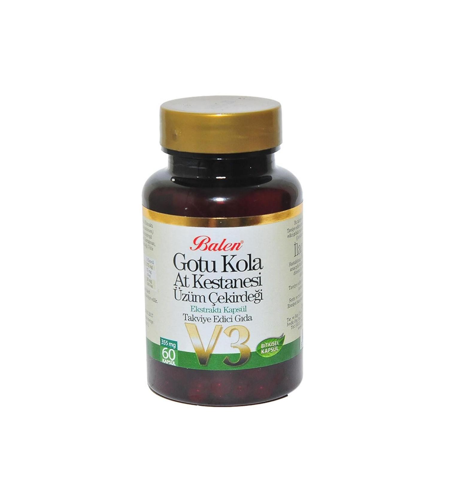 Balen Gotu Kola Horse Chestnut Grape Seed Extract V3 60 Capsules