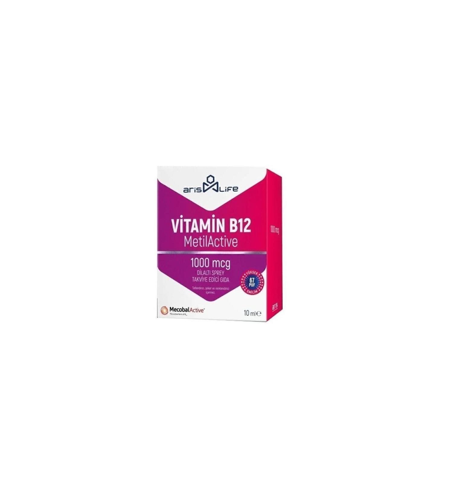aris life Vitamin B12 Methylactive 1000 Mcg Sublingual Spray