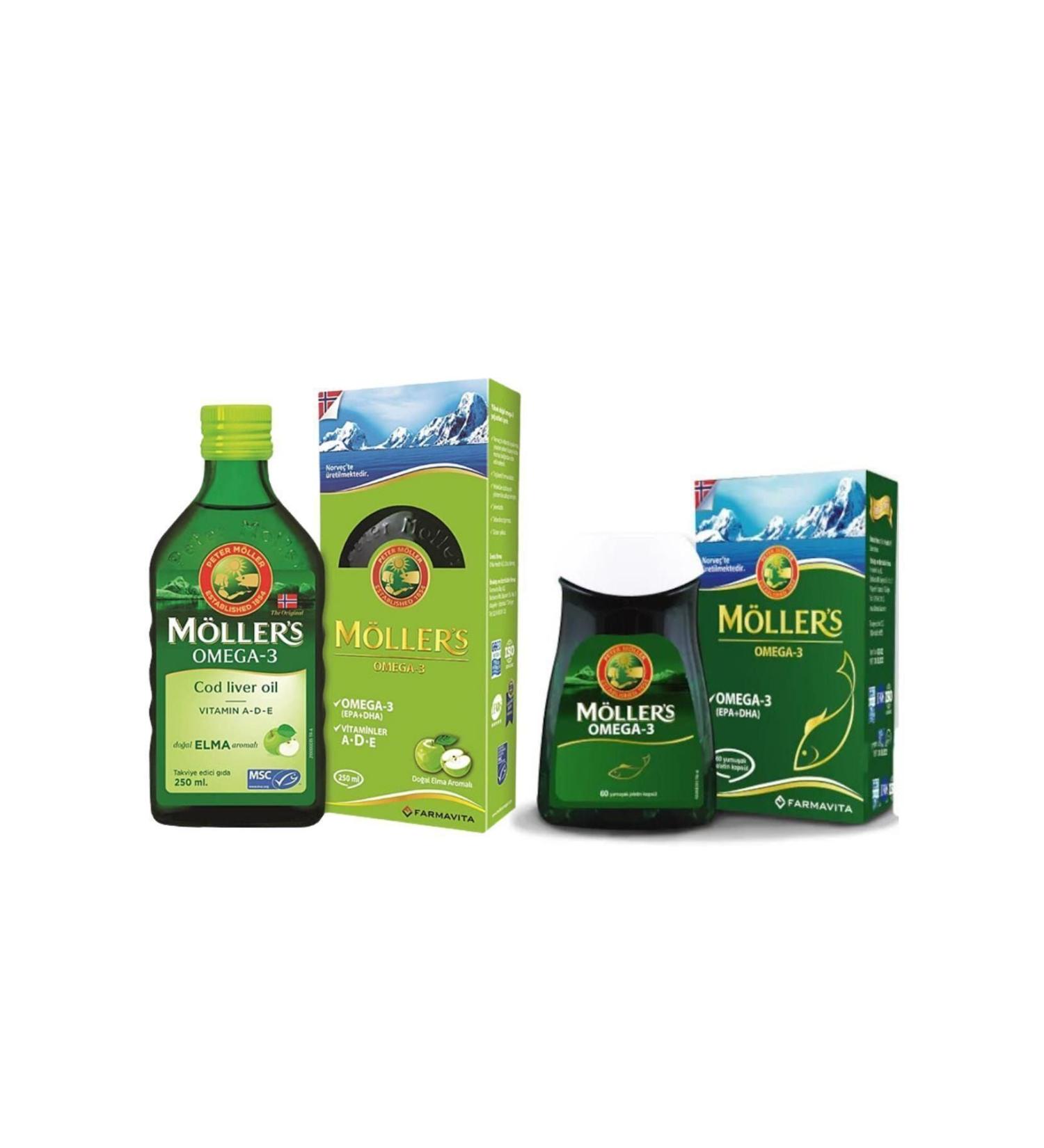 Mollers M llers Apple Flavored Fish Oil Syrup and M llers Capsules