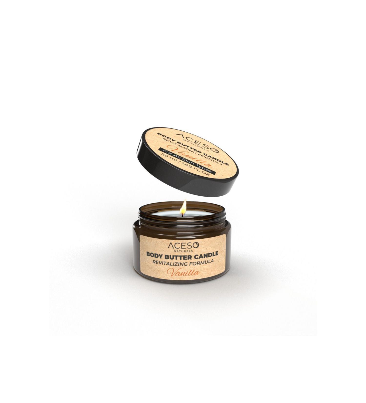 Aceso Naturals Body Butter Candle - Vanilla Highly Moisturizing Natural Body Butter Vanilla - Buy Online on GoSupps.com