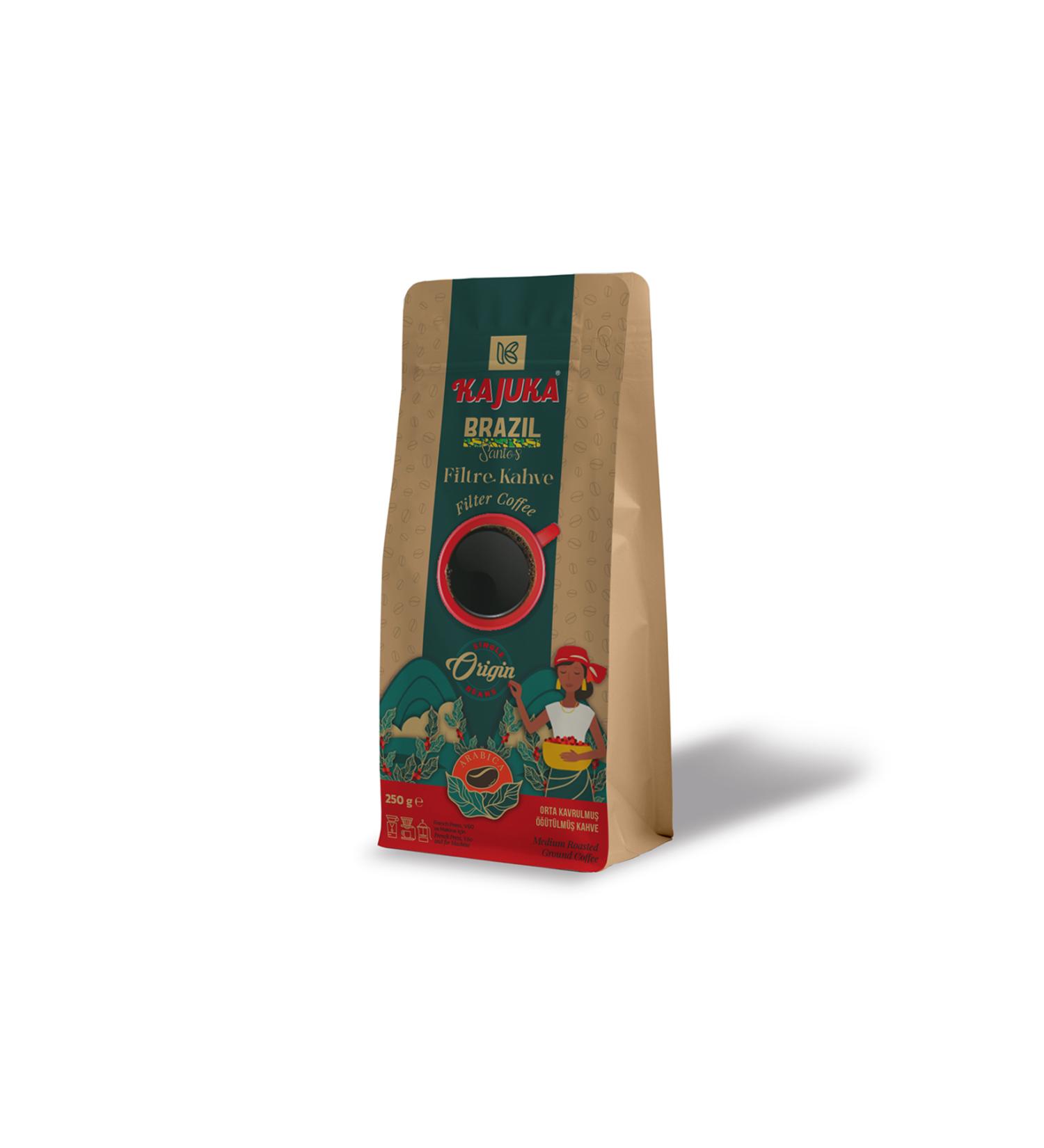 kajuka coffee Filter Coffee Single Origin Brazil Santos 250 Gr. (Ground)