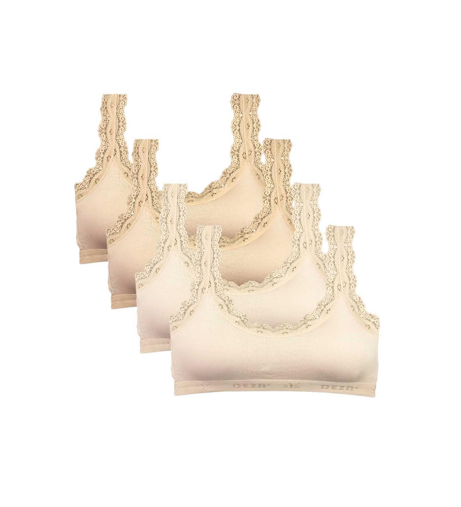 Skygo 4 Piece Lace Embroidery Padded Bamboo Women's Bustier Skin Cream
