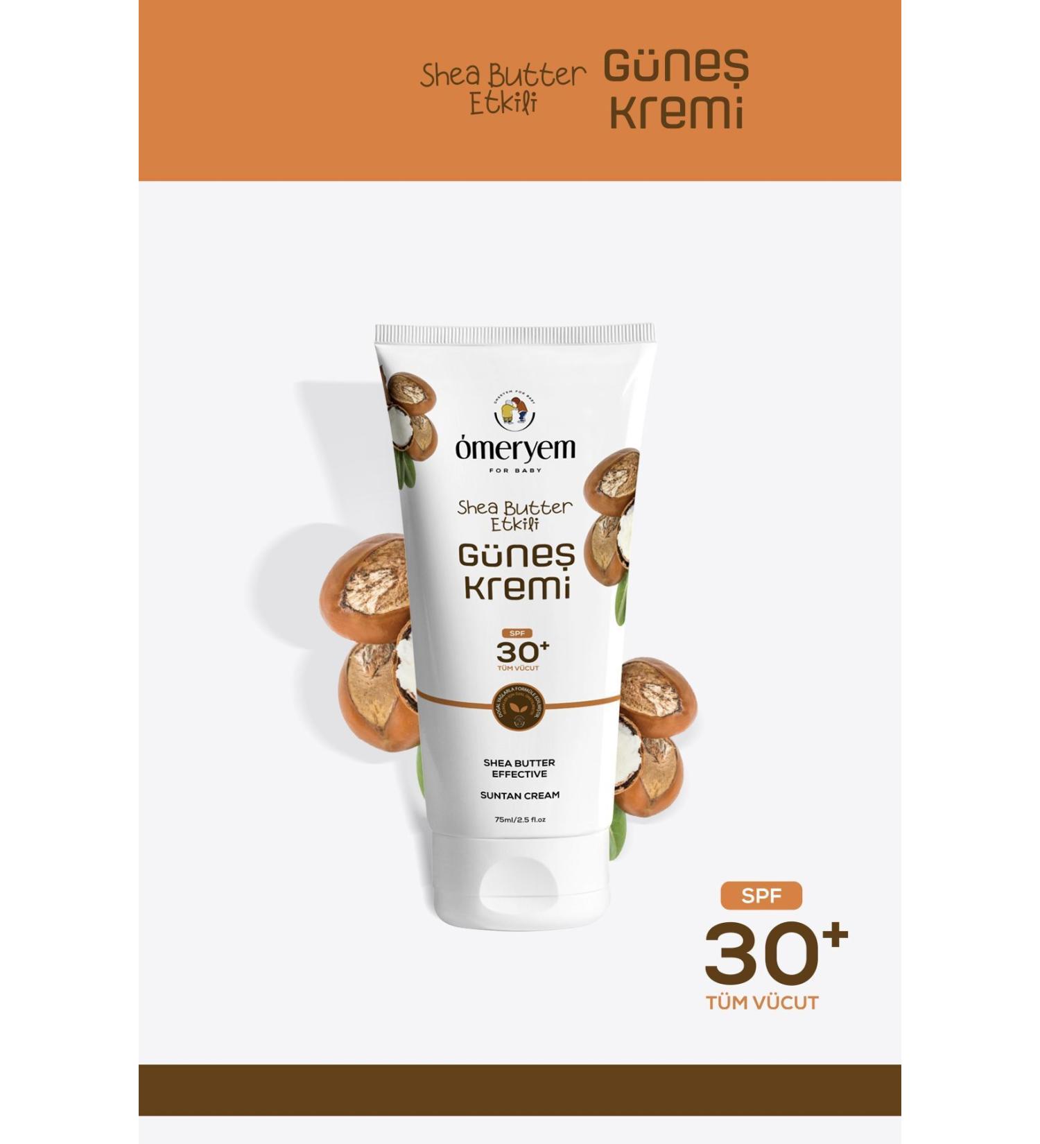 OMERYEM Shea Butter Effective Natural Sun Cream - 75ml - Buy Online on GoSupps.com