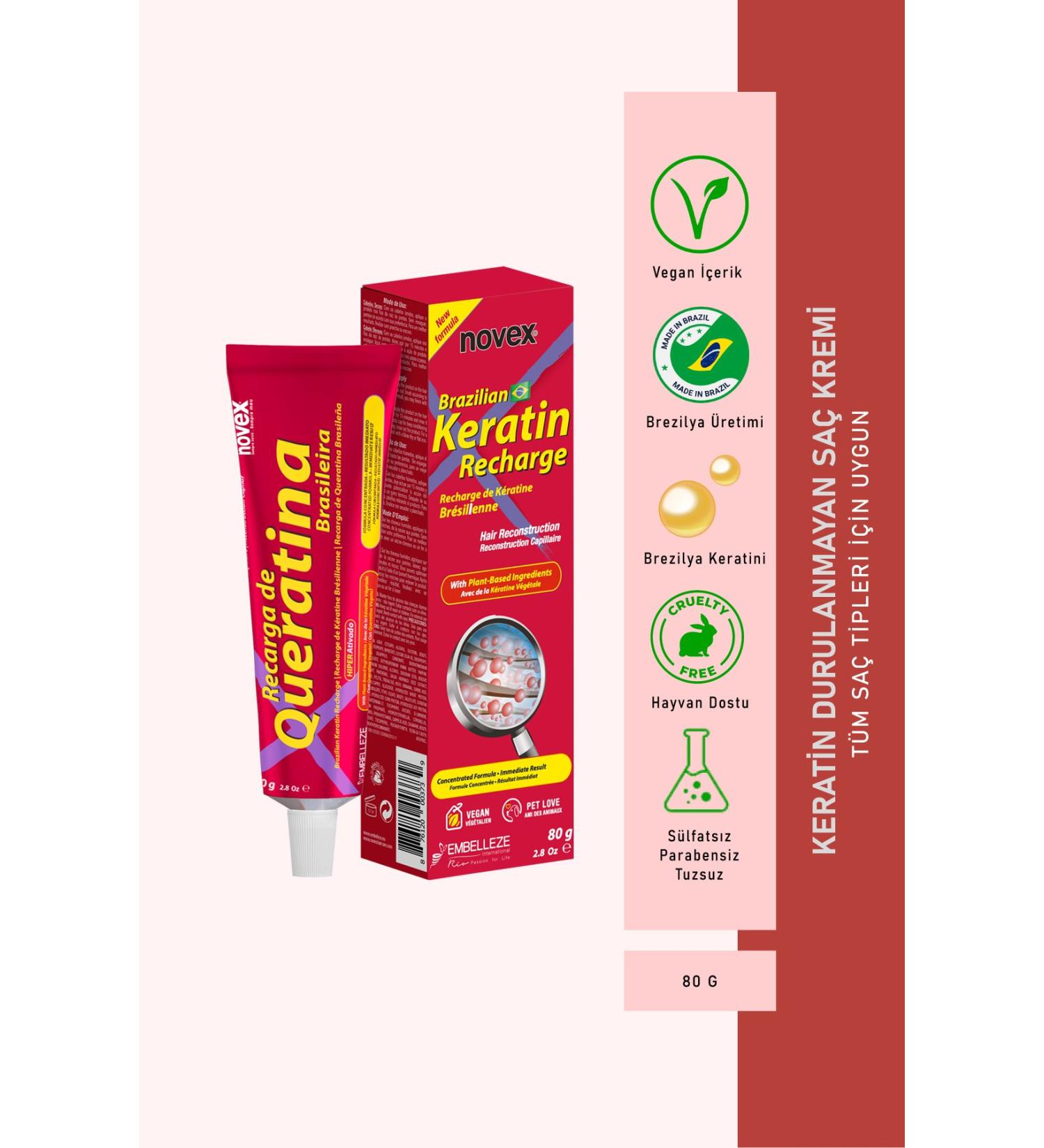 NOVEX Brazilian Keratin - Keratin Reloading Conditioner for Dry and Damaged Hair 80g - Buy Online on GoSupps.com