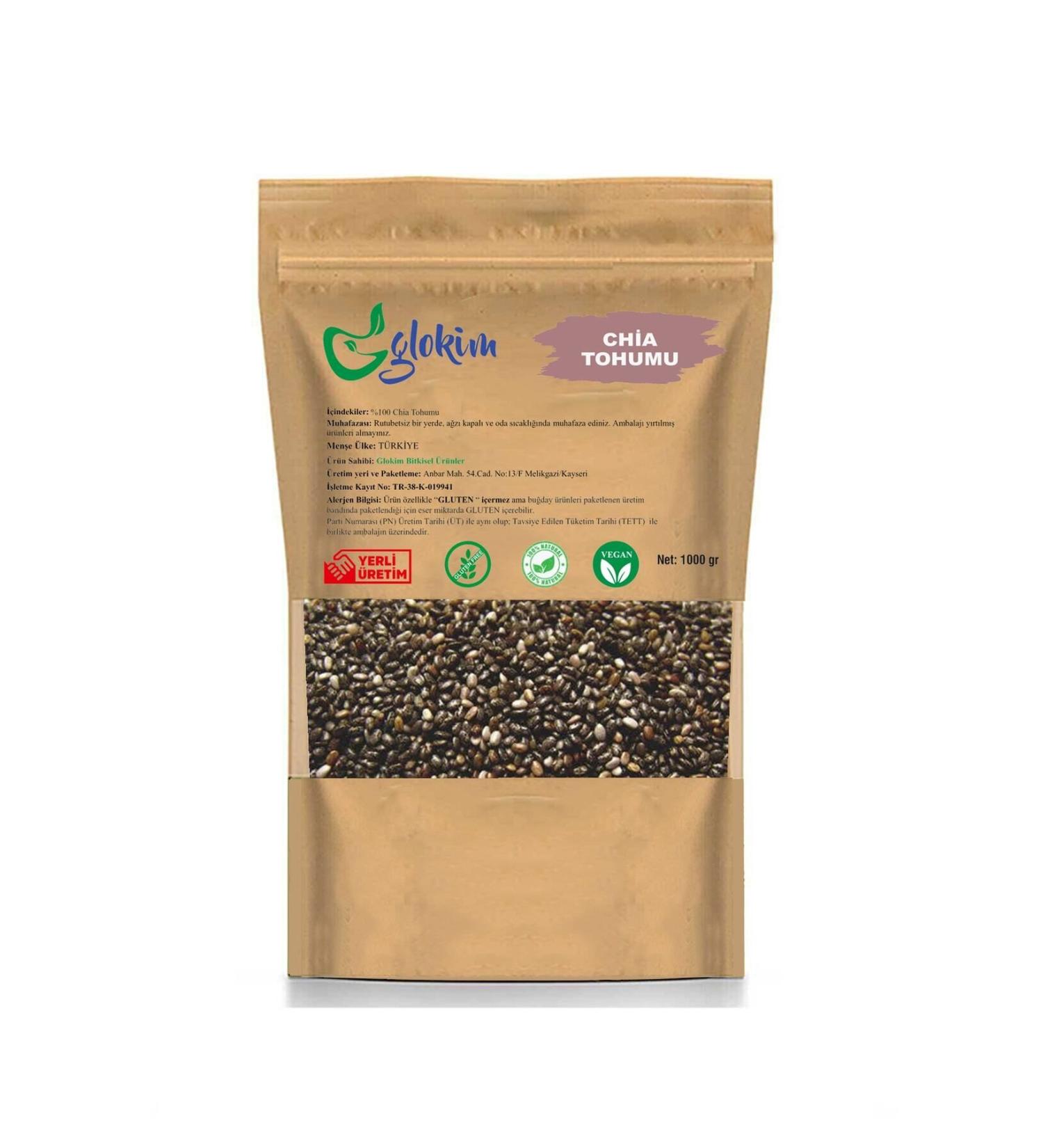 GLOKIM Chia Seeds 1000 Gr - Gluten Free 1 Kg - Buy Online on GoSupps.com