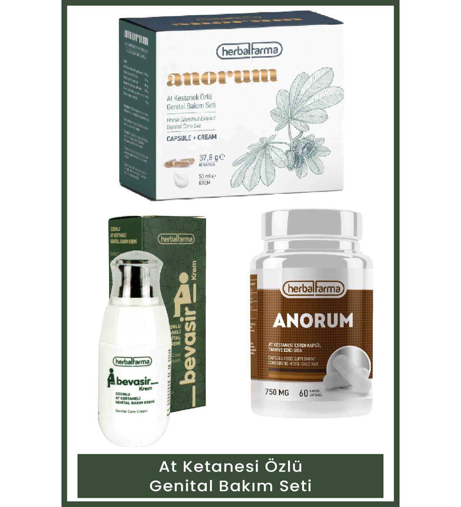 Herbal Anorum Horse Ketanus Extract Genital Care Set 60 Capsules 50ml Cream