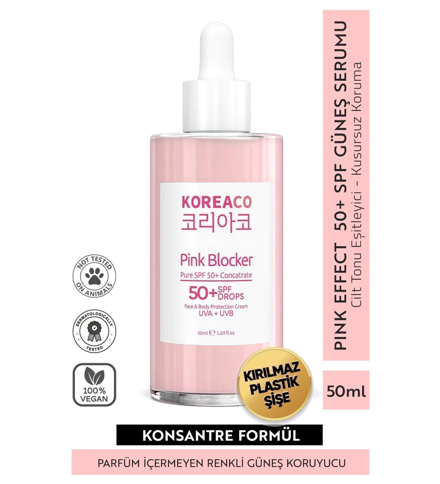 KOREACO Blocker Pink 0 Pure SPF 50+ Tone Equalizer High UVB+UVA Protection 50ml Sun Serum - Buy Online on GoSupps.com
