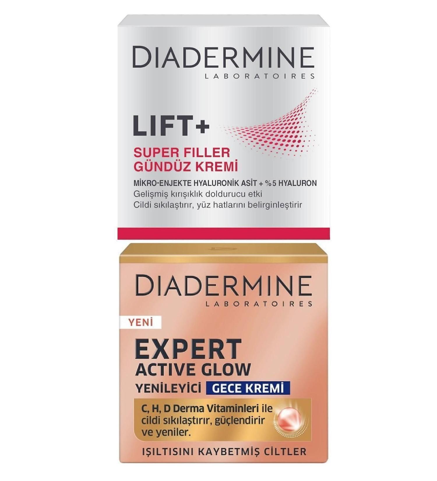 Diadermine Expert Active Glow Regenerating Night Cream+lift+ Superfiller Anti-Aging Day Cream