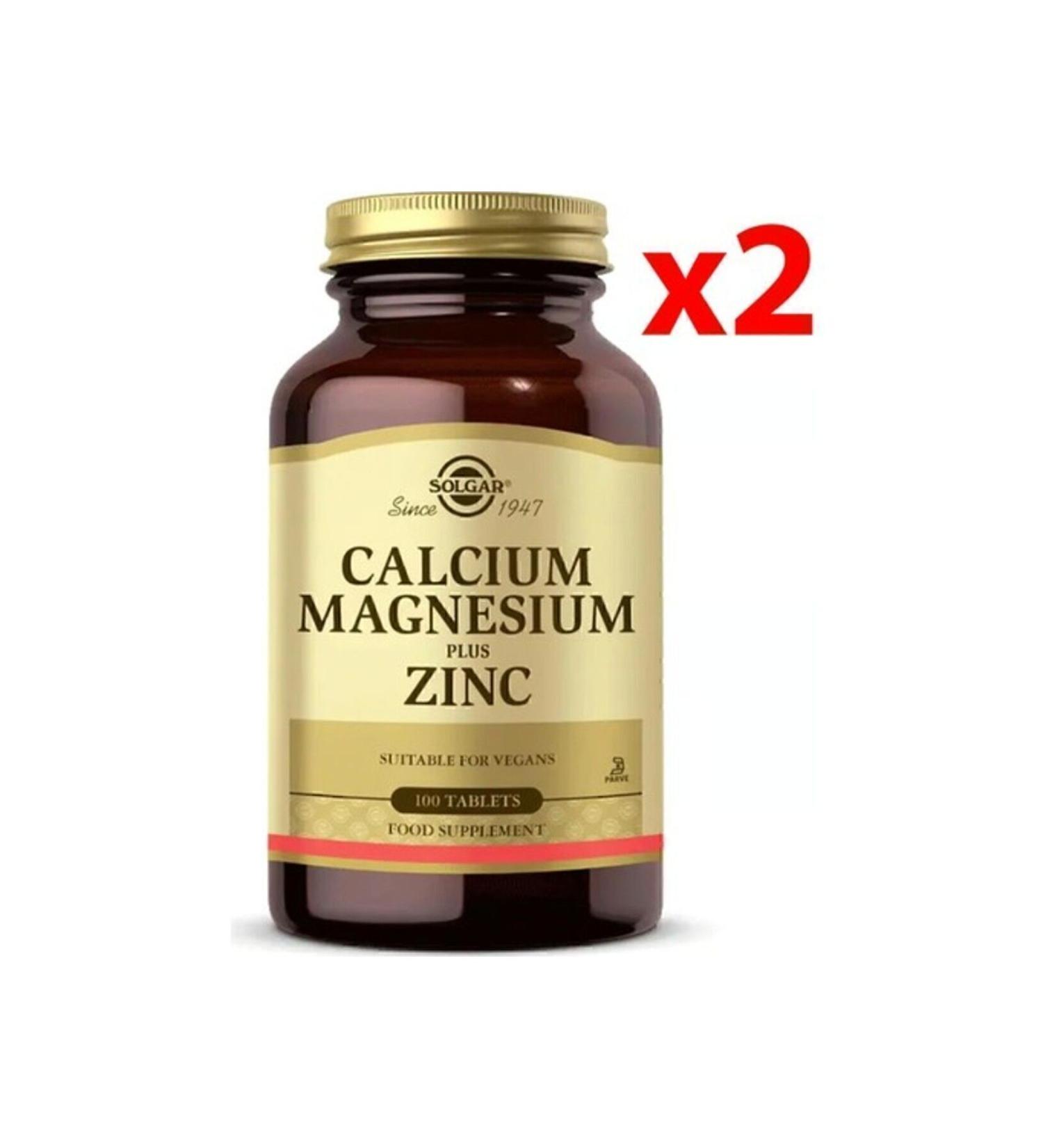 Solgar Calcium Magnesium Plus Zinc 100 Tablets 2 Pieces