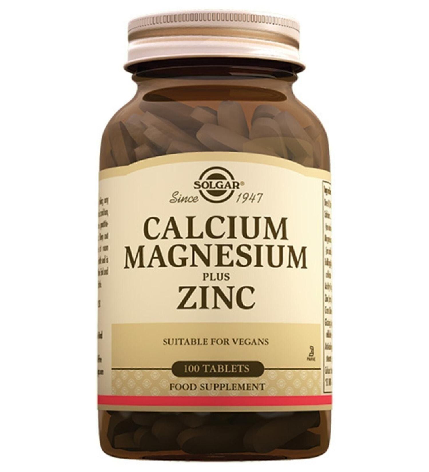 Solgar Calcium Magnesium Plus Zinc 100 Tablets - Buy Online on GoSupps.com