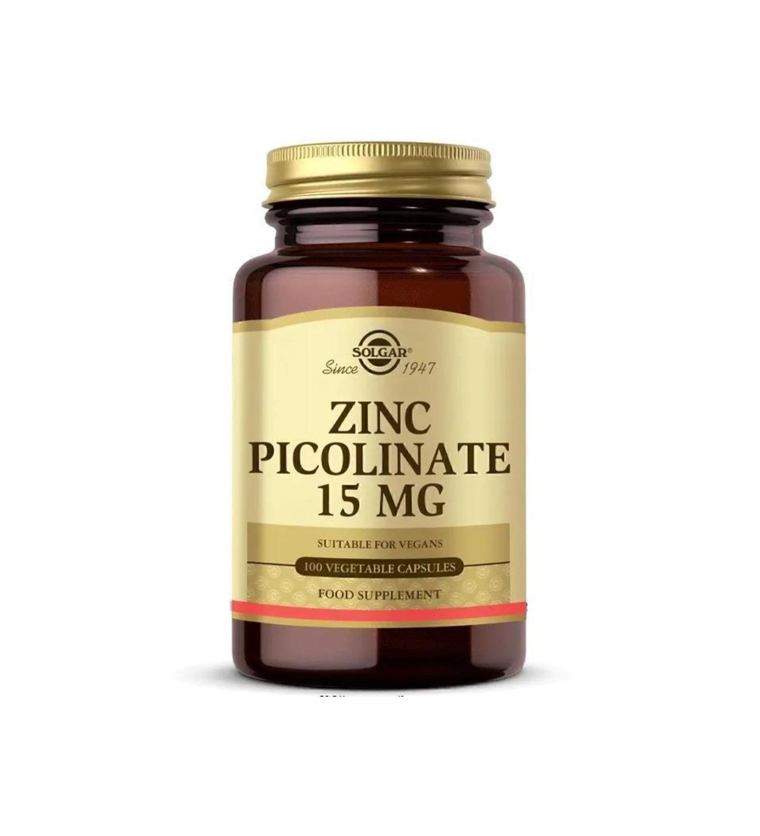 Solgar Zinc Picolinate 15 mg 100 Herbal Capsules