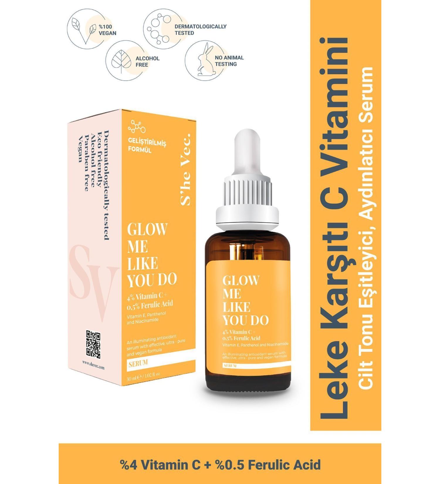 SHE VEC GLOW ME LIKE YOU DO - Brightening and Skin Tone Equalizing Anti-Spot Vitamin C Serum 30ml - Buy Online on GoSupps.com