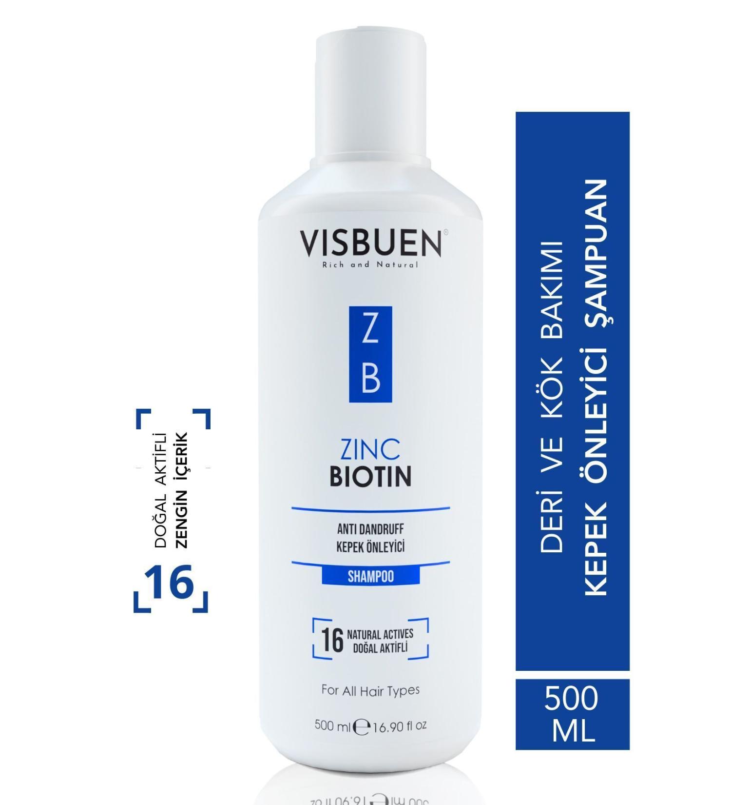 Visbuen Zinc Biotin 16 Natural Active Anti-Dandruff Care Shampoo - Buy Online on GoSupps.com