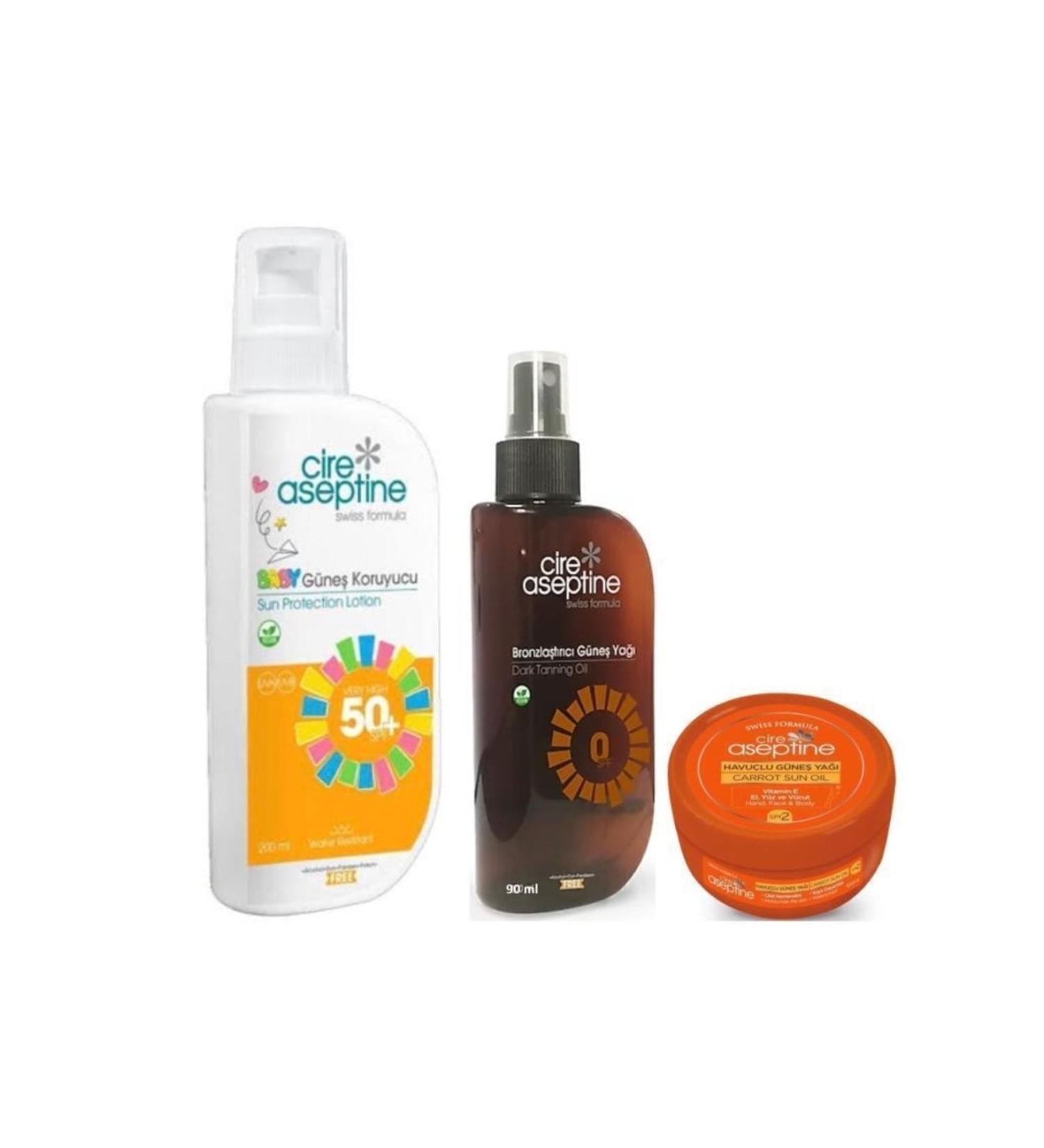 Cire Aseptine Sun Oil 50 Spf 200ml + Bronzing Sun Oil 0 Spf 90ml + Carrot Sun Oil 2 Spf 10