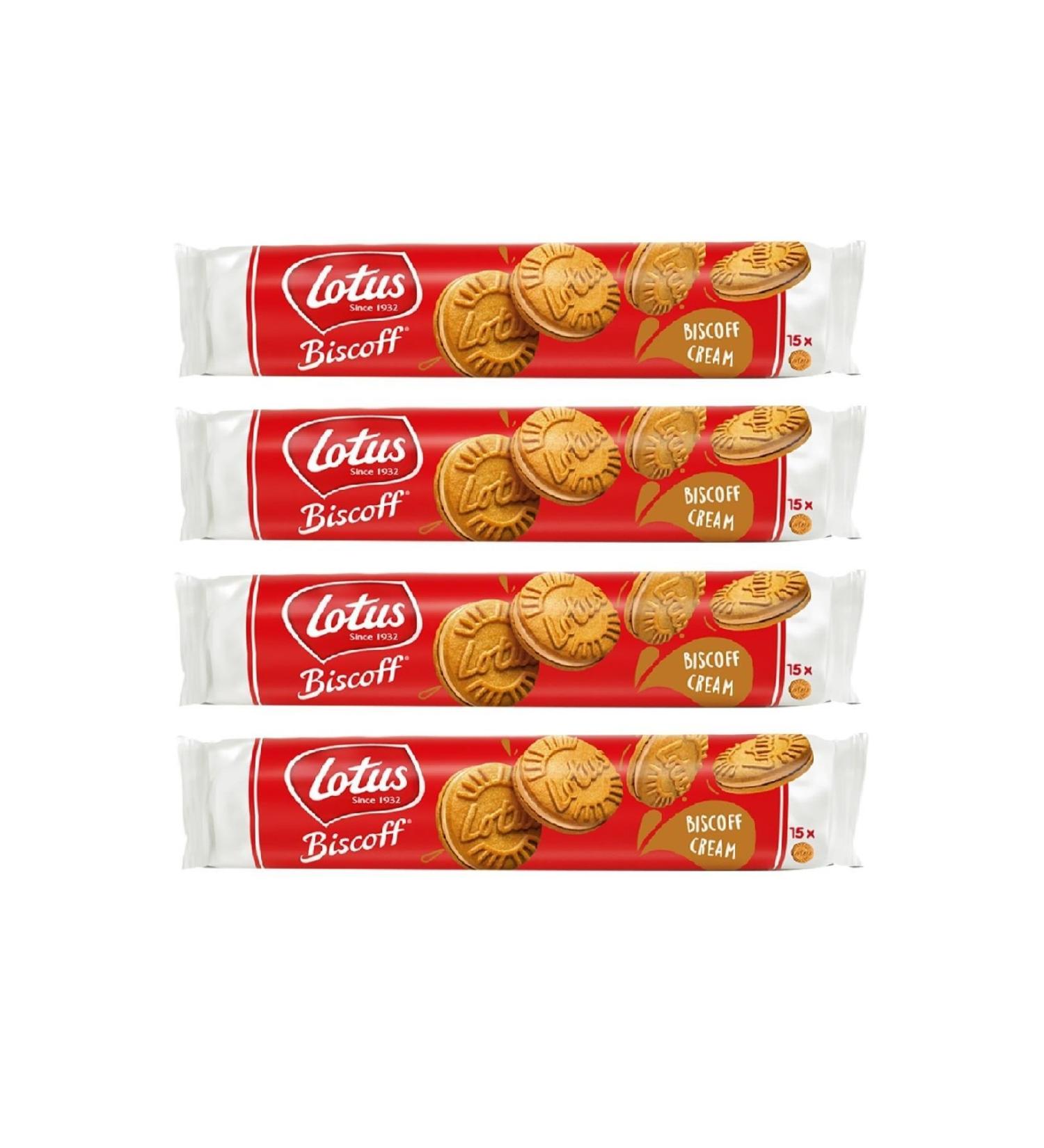 Lotus Biscoff Sandwich Biscoff Cream Spreadable Cream Biscuit - 150 gr X 4 Pieces