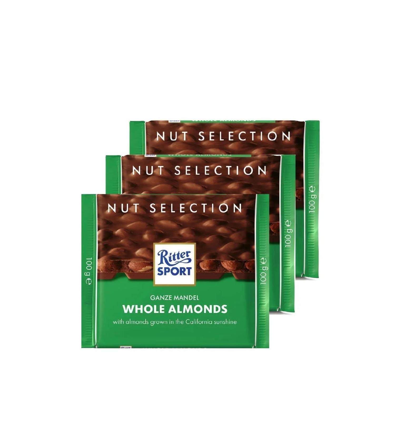 Ritter Sport Whole Almonds 100gr.- Whole Almonds X 3 Pieces