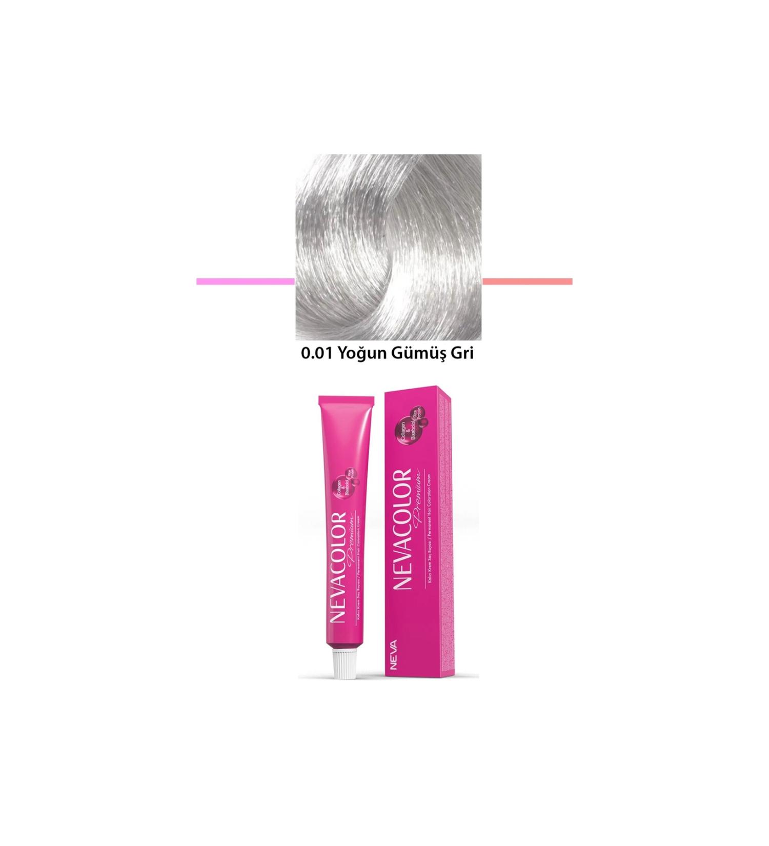 Premium 0.01 Intense Silver Grey - Permanent Cream Hair Dye 50 g Tube