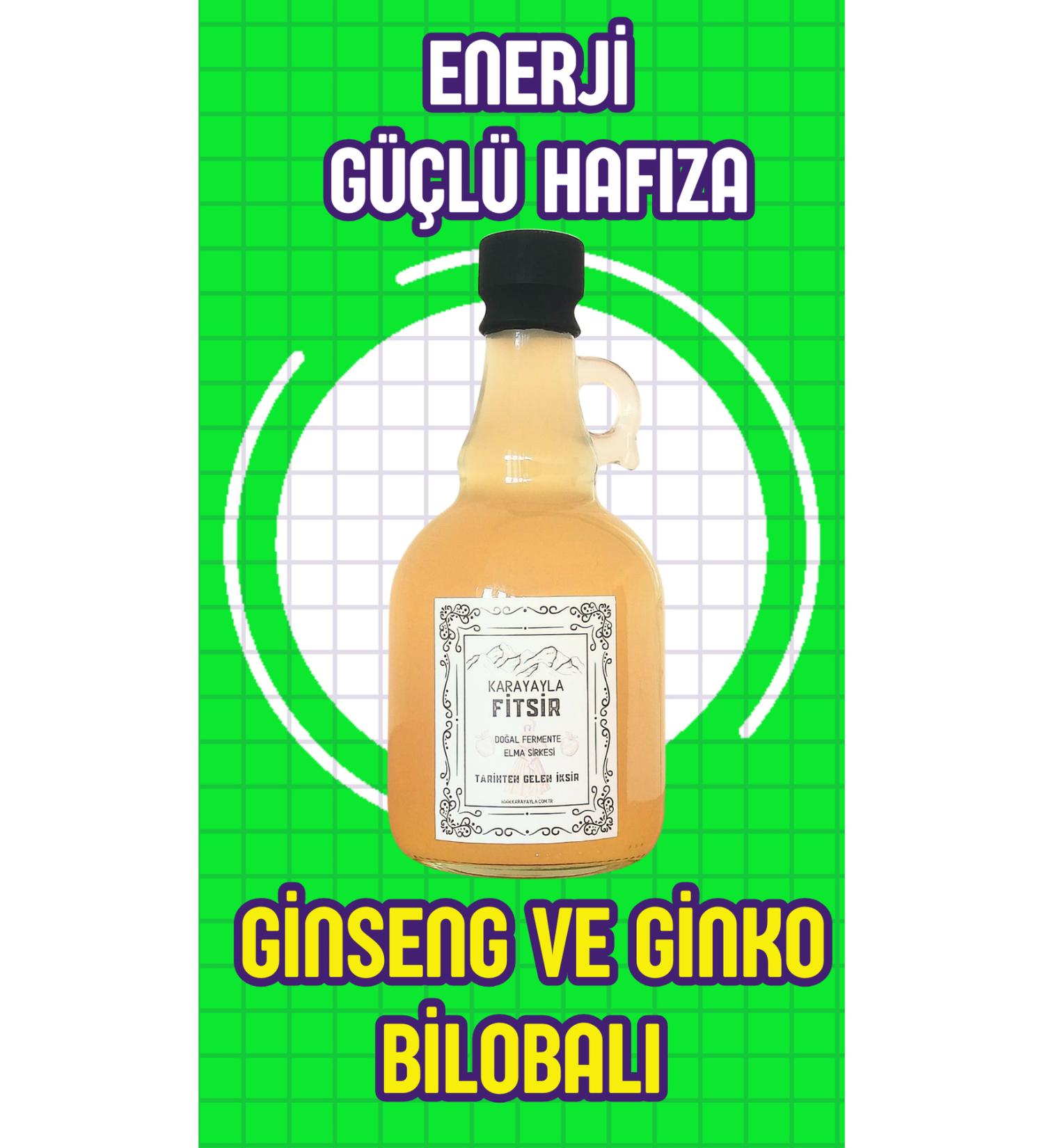 Karayayla Energetic Strong Memory Ginseng and Ginko Bloba Organic Apple Cider Vinegar 500ml
