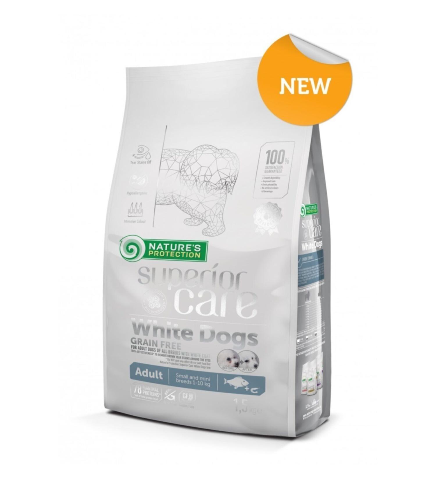 Nature's Protection White Dogs Grain-Free White Fish Adult Small and Mini Breeds 1.5kg - Buy Online on GoSupps.com