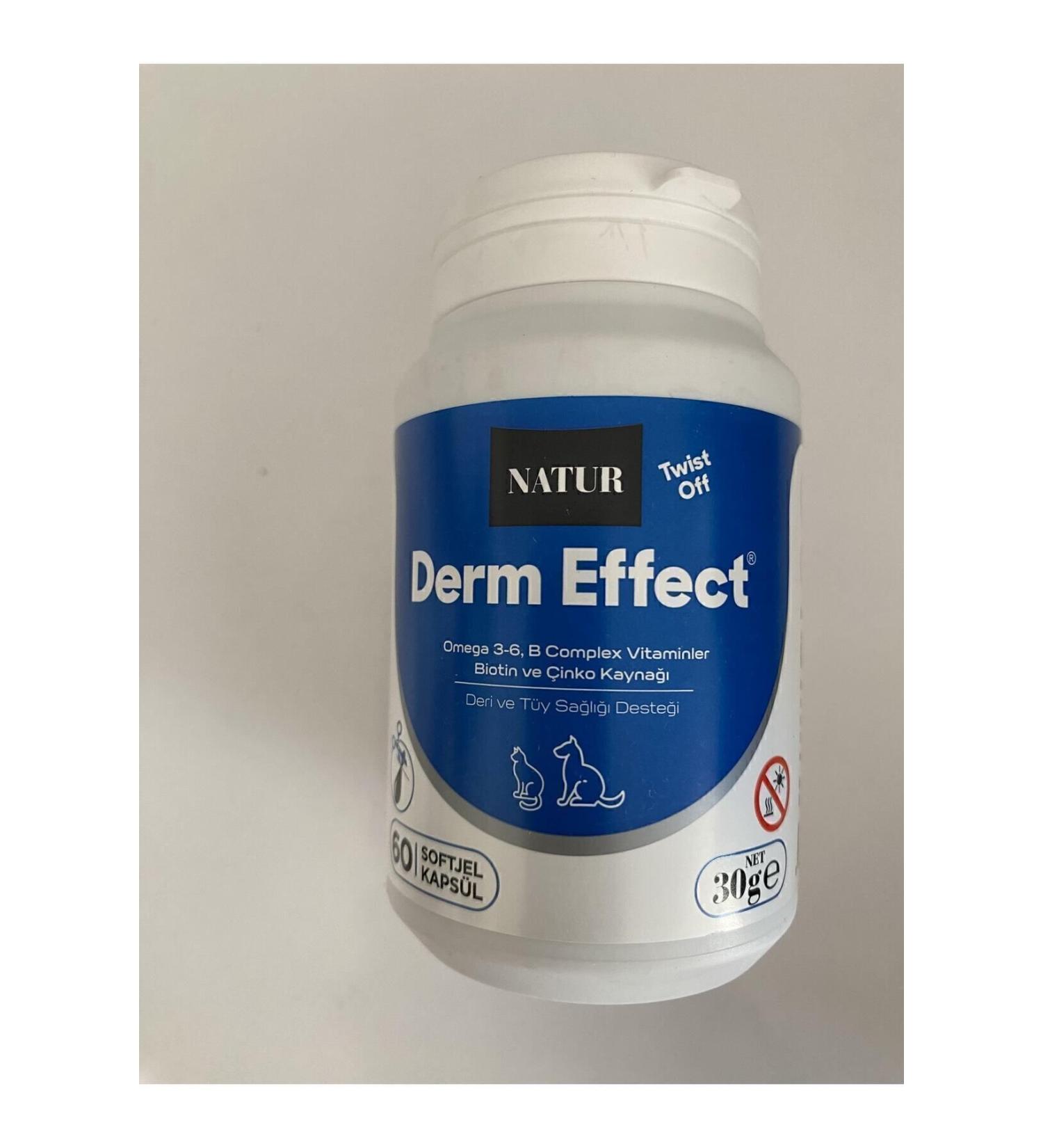Natur Derm Effect Skin and Fur Health Support for Cats and Dogs 60 Capsules