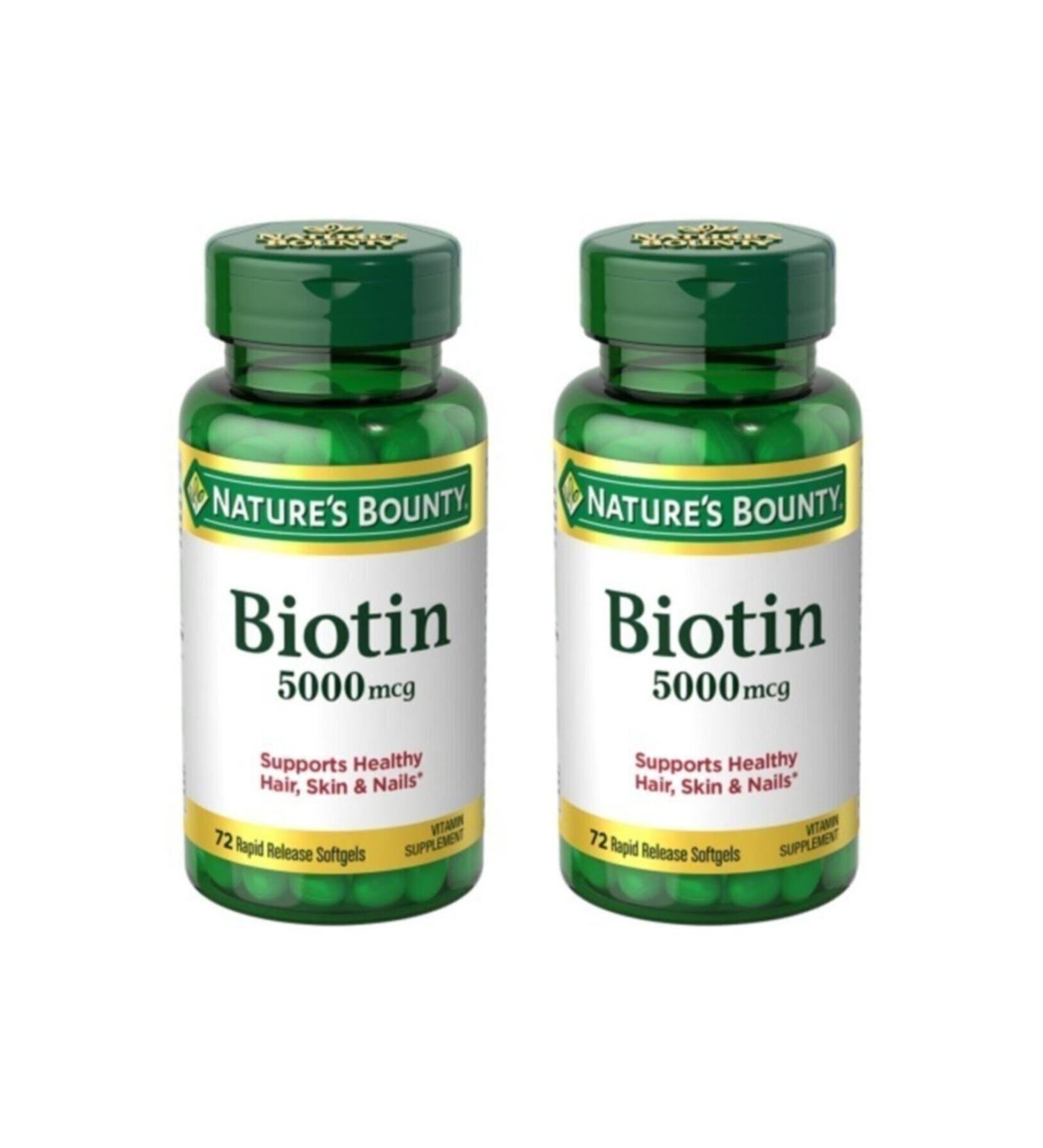 Natures Bounty Nb Biotin 5000 Mcg 72 Capsules - 2 Pieces