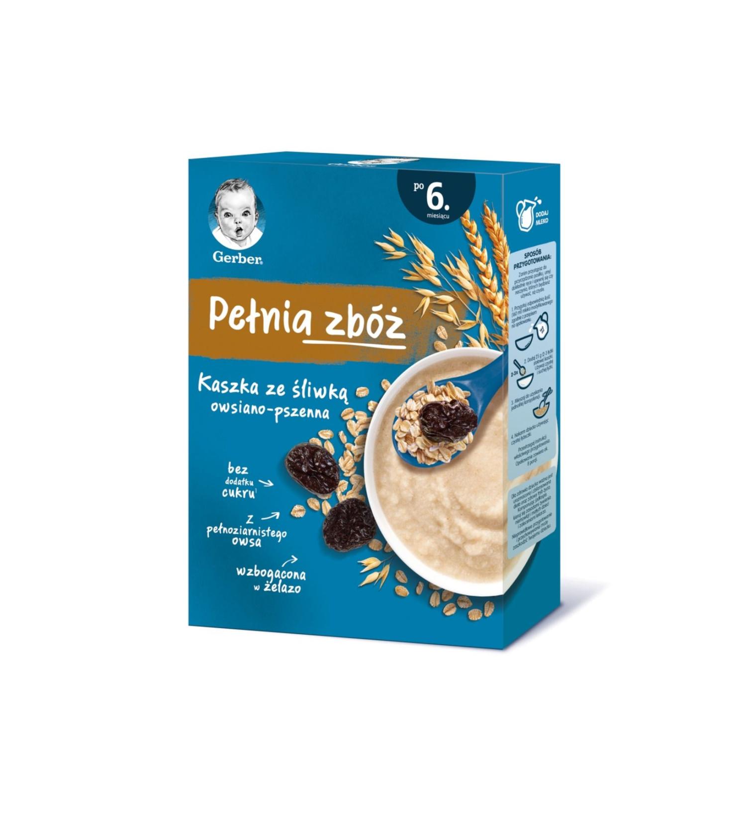 Gerber Plum Oat and Wheat Spoon Food - Does not contain milk derivatives - 6 months - 200 gr - Buy Online on GoSupps.com