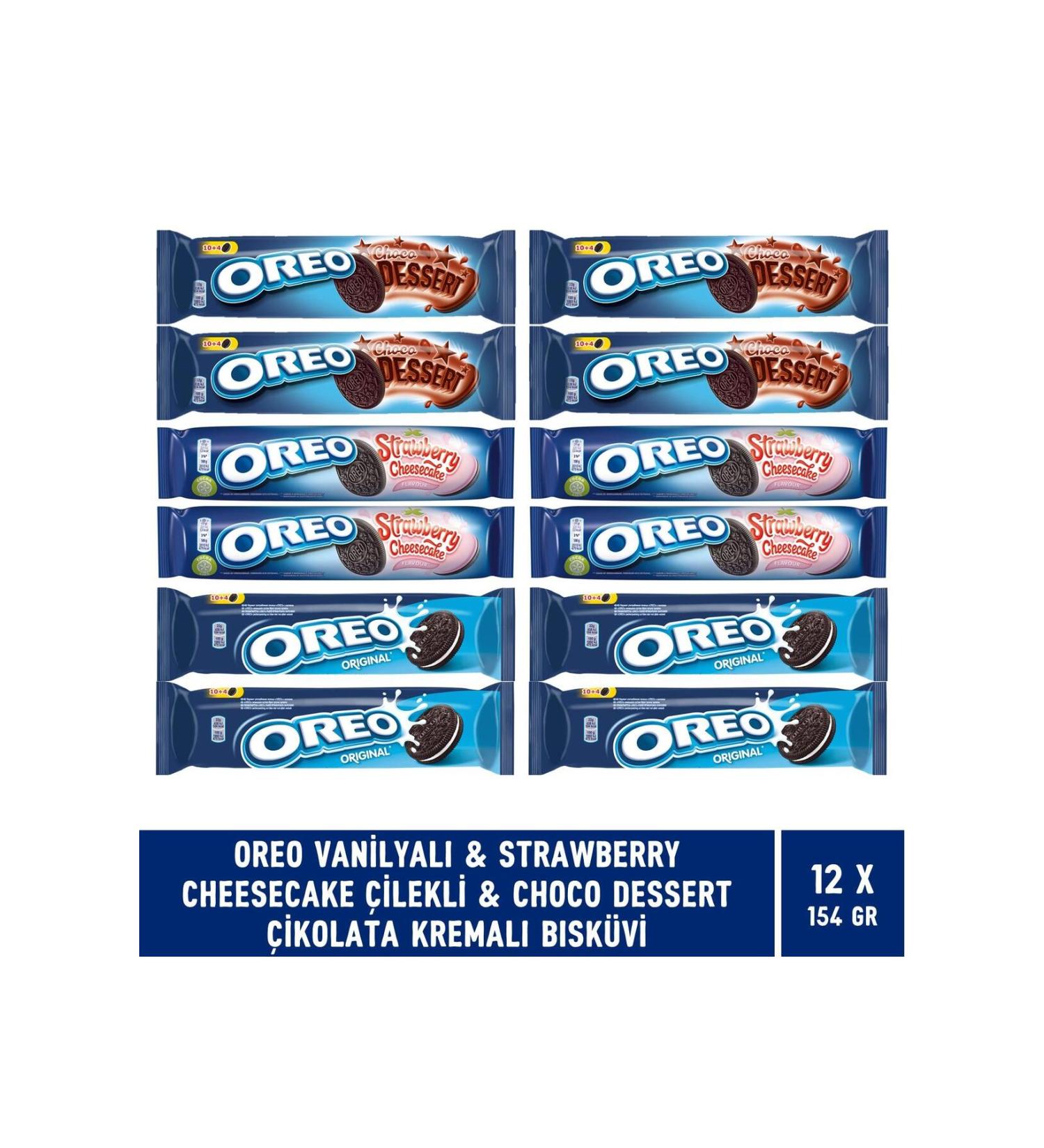 Oreo Vanilla & Choco Dessert & Strawberry Cheesecake 154 gr Biscuit - 12 Pieces