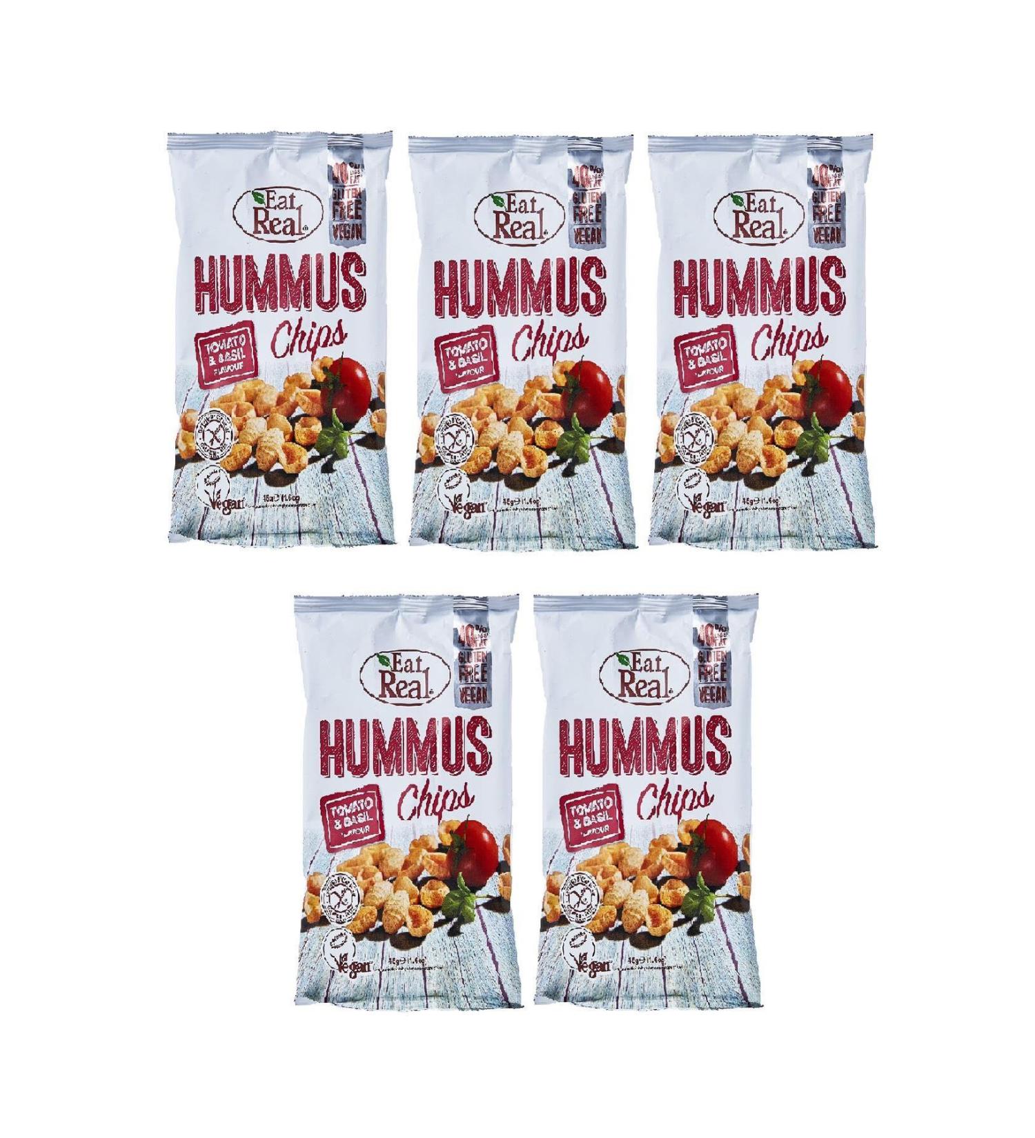 Eat Real Tomato and Basil Flavored Chickpea Chips 45 Gr. X 5 Pieces