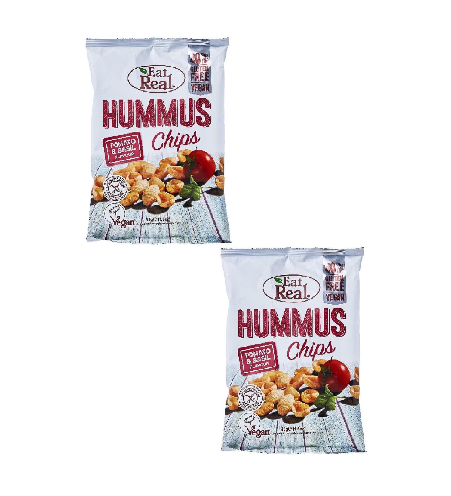 Eat Real Tomato and Basil Flavored Chickpea Chips 45 Gr. X 2 Pieces