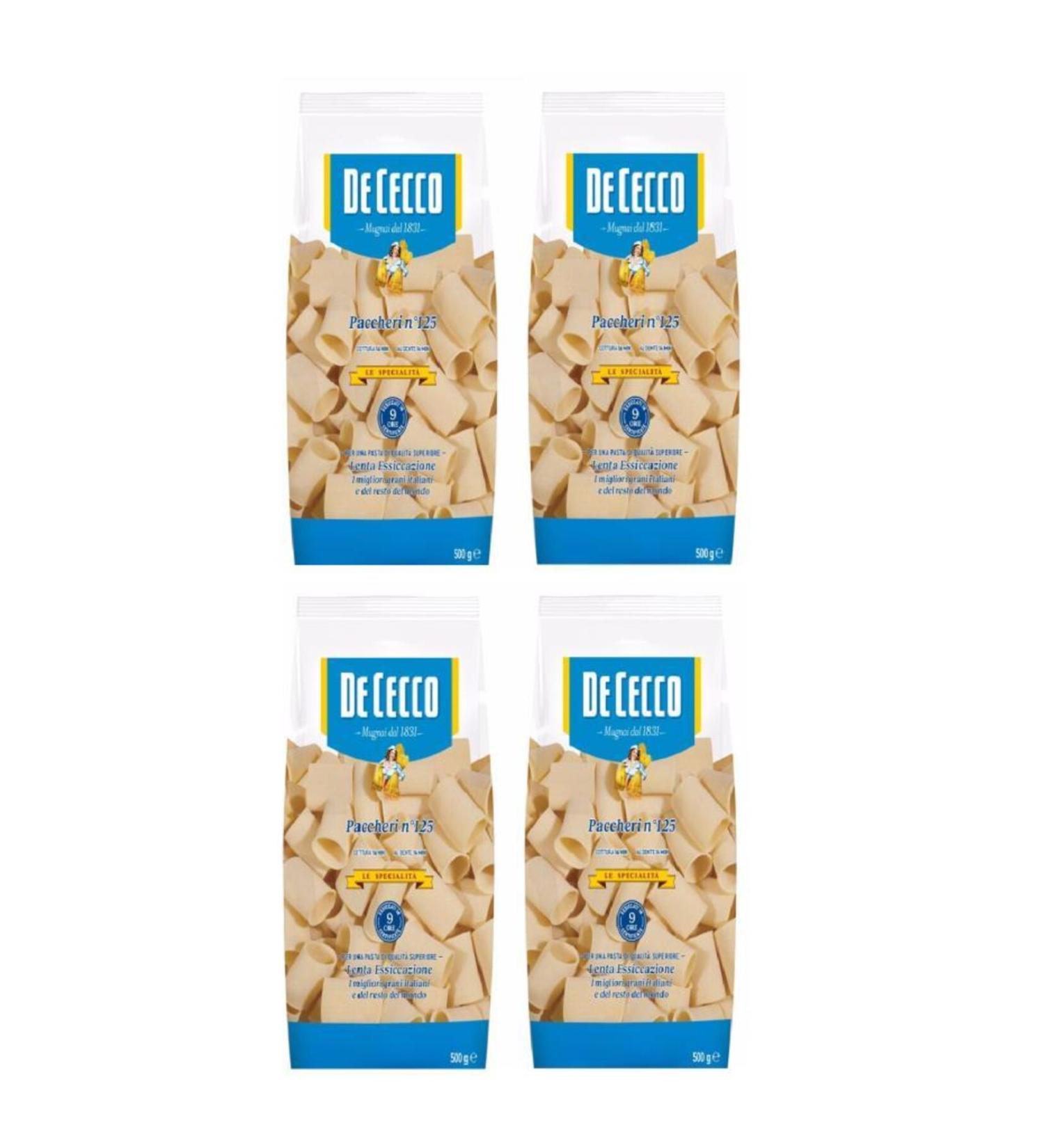 De Cecco Paccheri Pasta 500 GX 4 Pieces