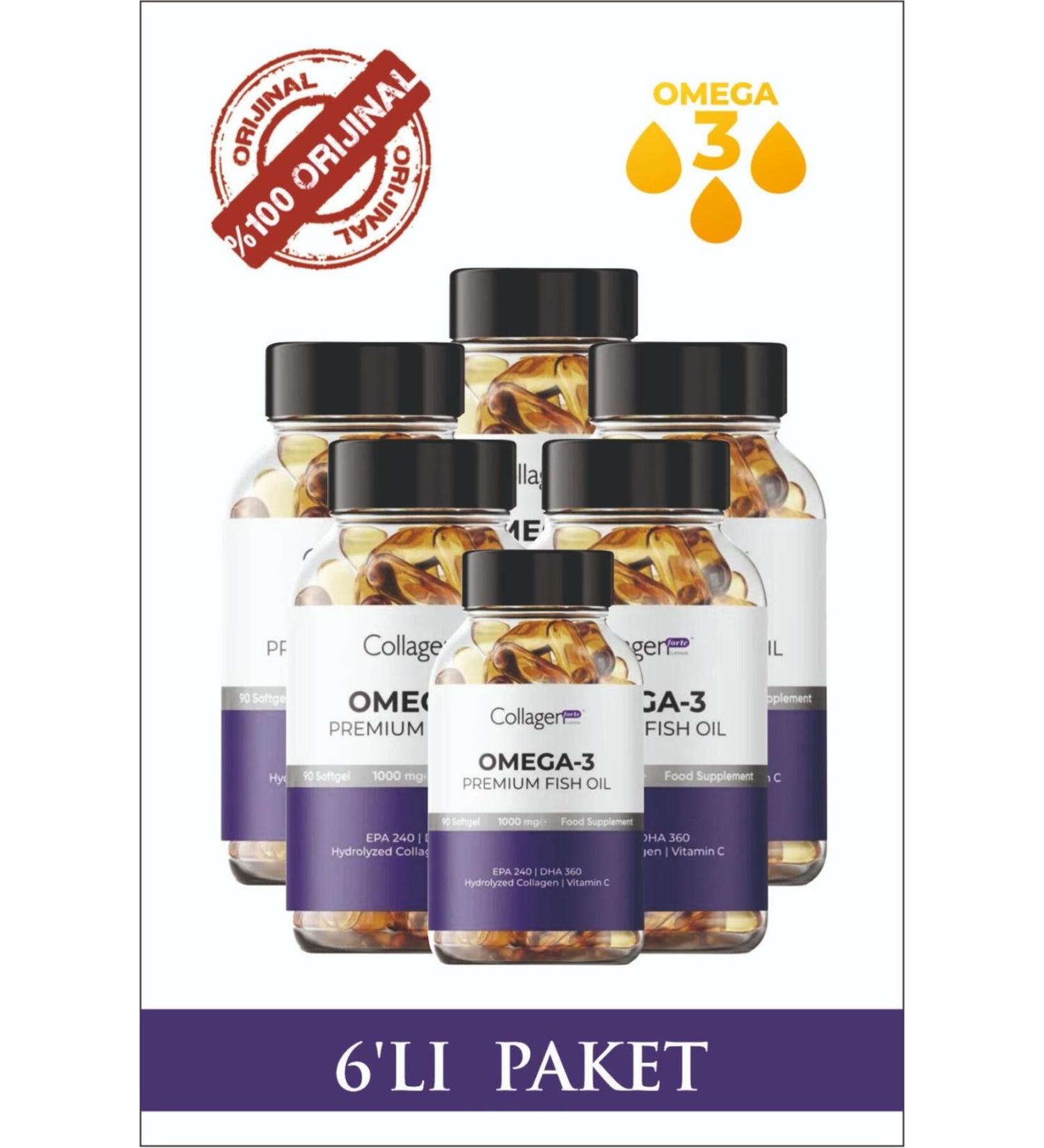 Collagen Forte Platinum 6 Pieces Omega-3 Premium Fish Oil 90 Softgel X 1000mg Fish Oil Hydrolyzed Collagen - Buy Online on GoSupps.com