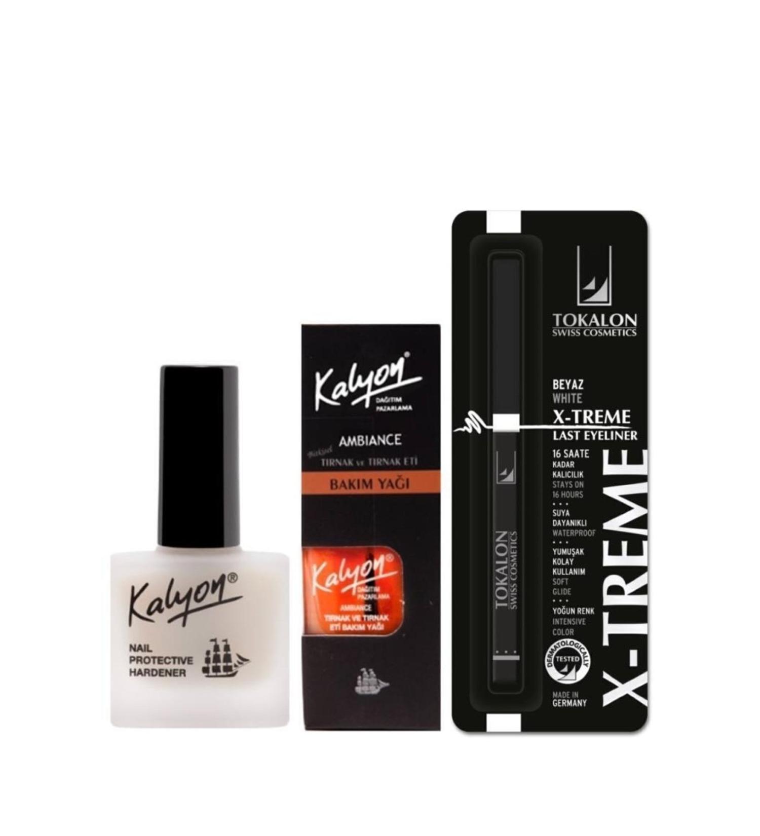Kalyon Nail Hardener + Care Oil + Tokalon Lift Eyeliner White