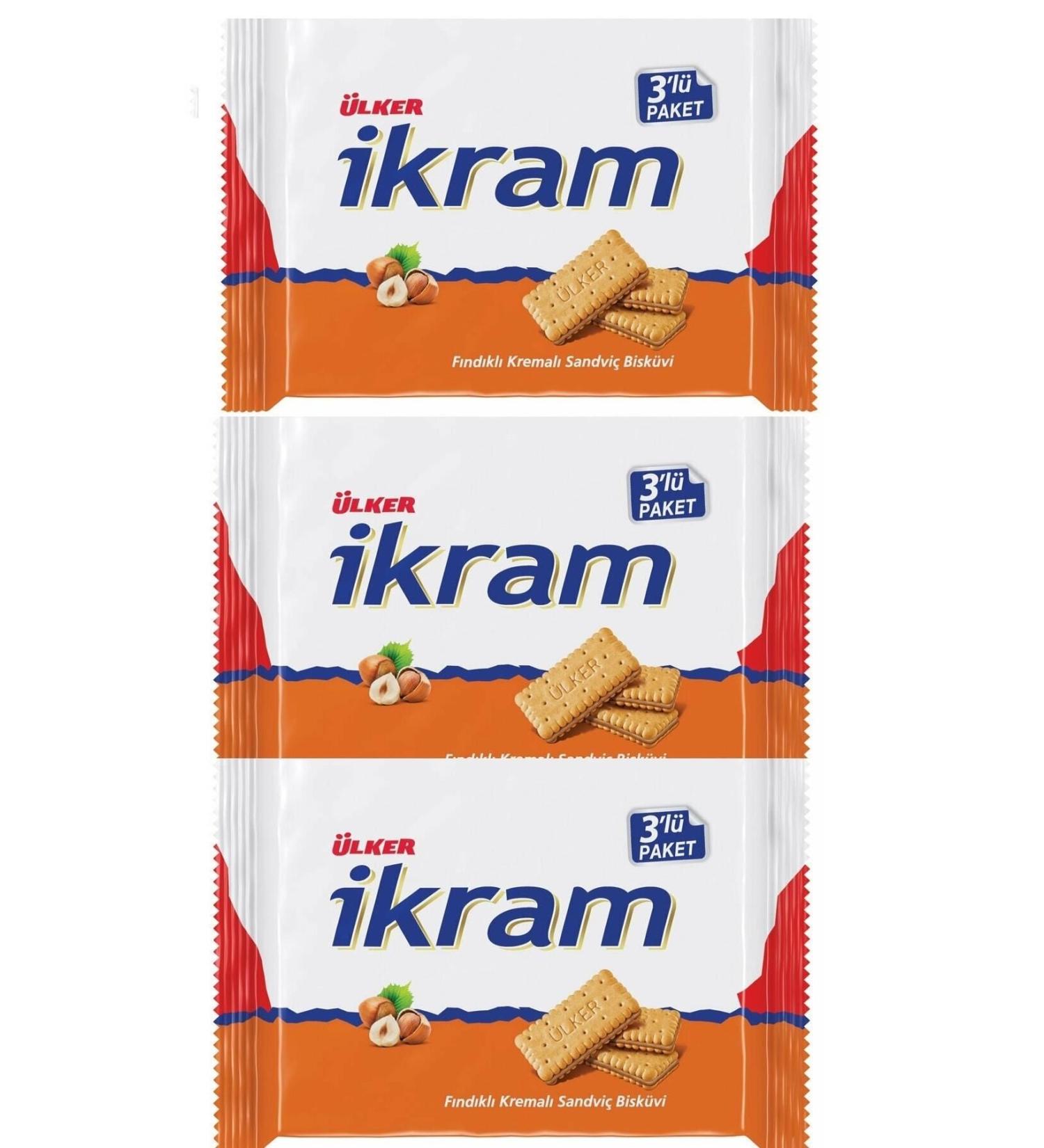 Ulker Ikram Hazelnut Cream Biscuits 3-Piece 252 Gr X 3 Pieces