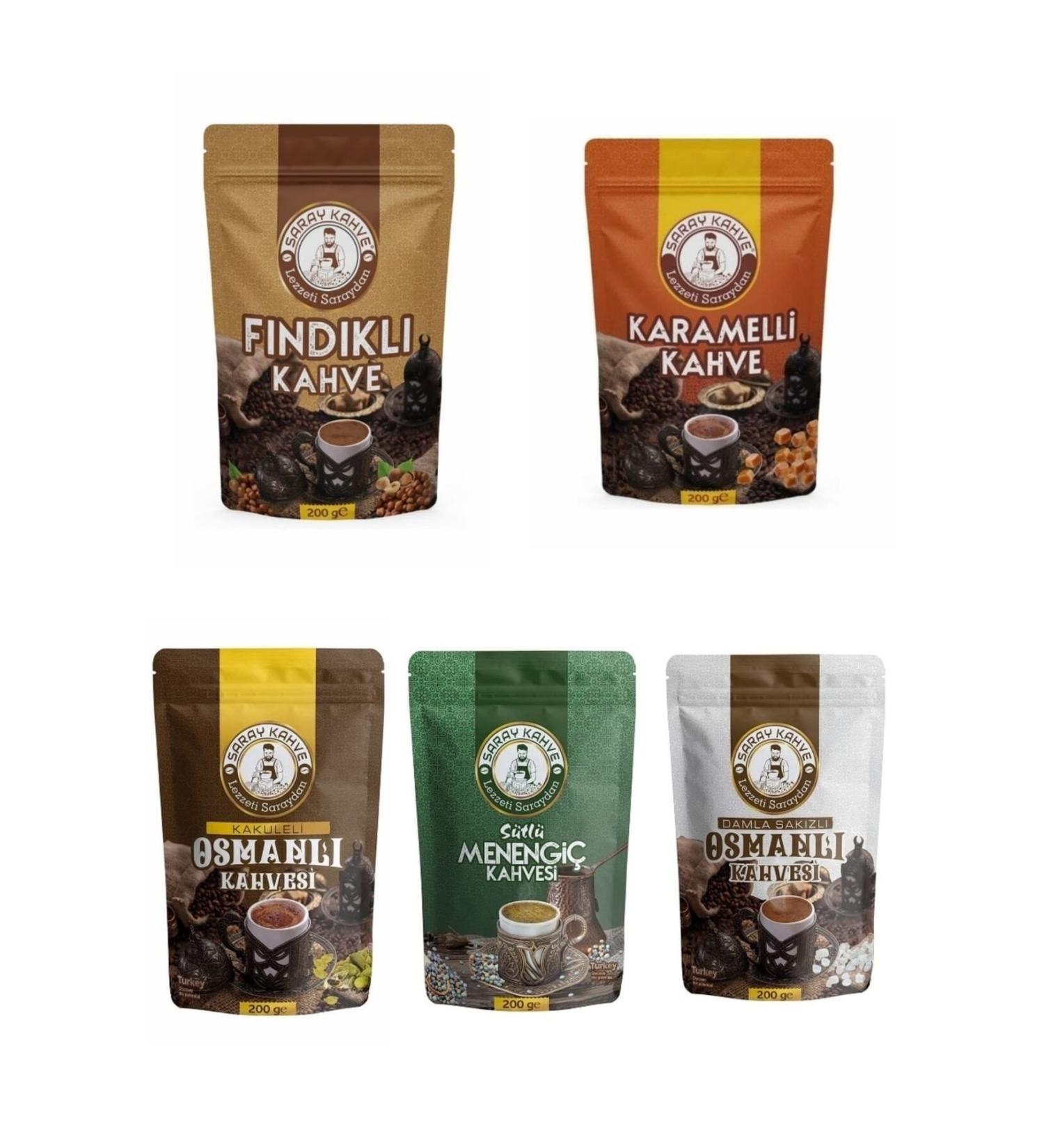 SARAY KAHVE Set of 5 Hazelnut Caramel Mastic Pistachio Cardamom