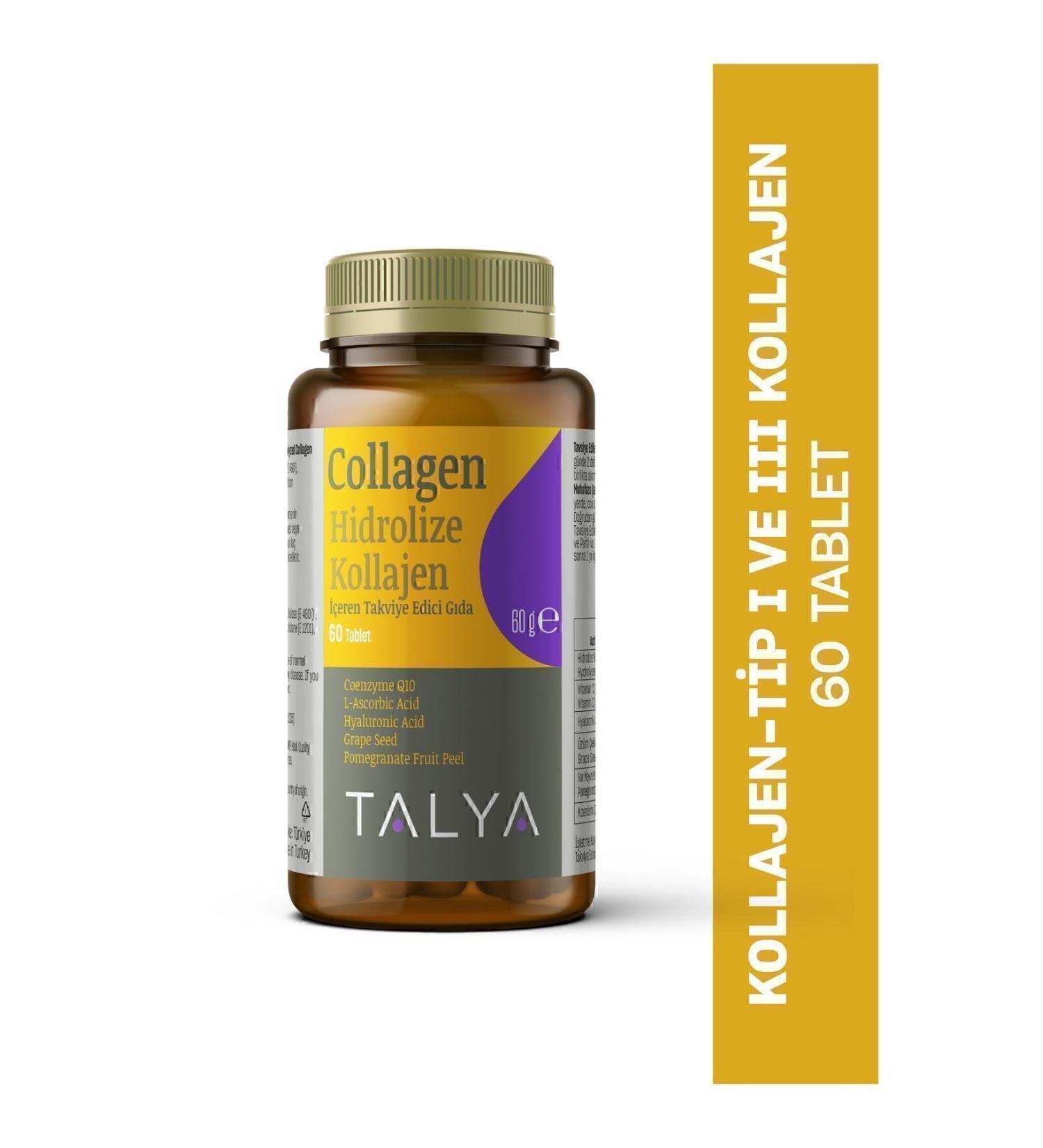 Talya Hydrolyzed Collagen Containing Food Supplement Type I and Type III Collagen 60 Tablets - Buy Online on GoSupps.com