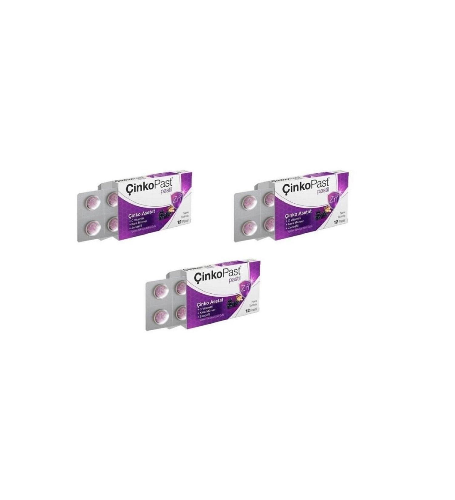 Cinkopast Ginger & Elderberry Zinc Acetate Pastille Set of 3 36 Pieces