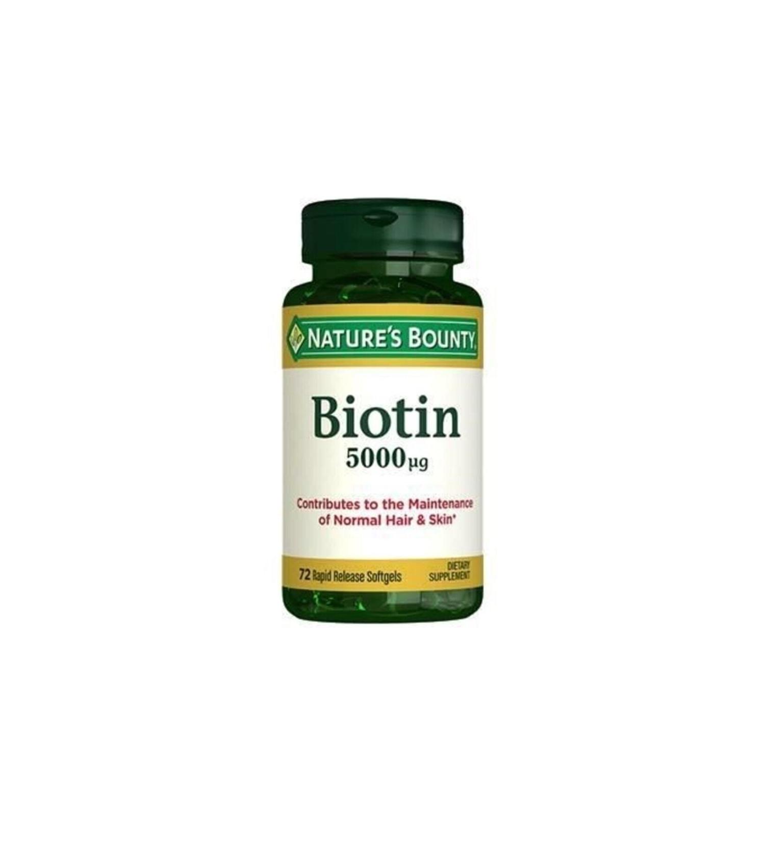 Natures Bounty Biotin 5000 Mcg Food Supplement 72 Capsules